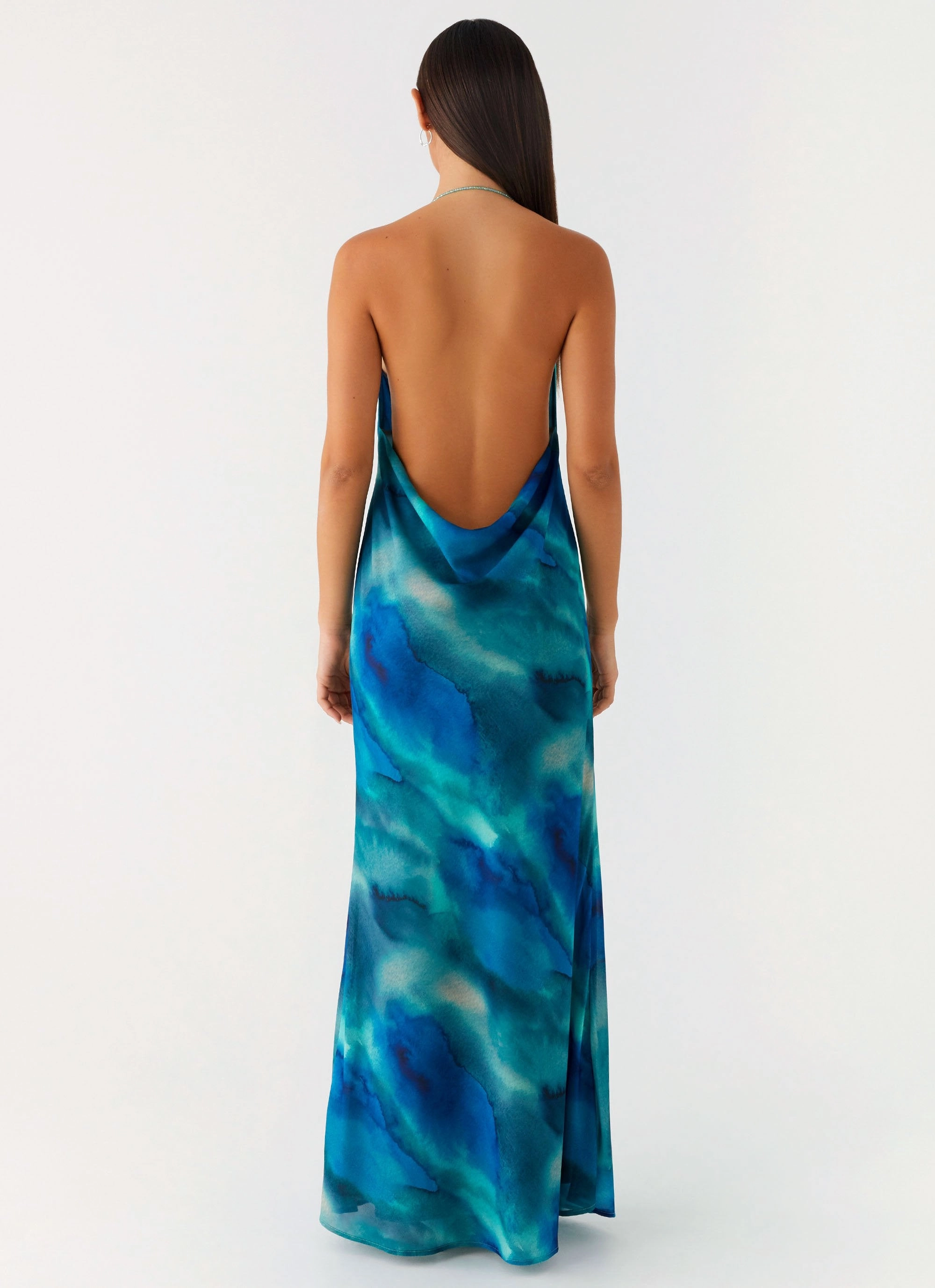 Journey Maxi Dress - Blue Tie Dye Comfortable Layering polka-dot