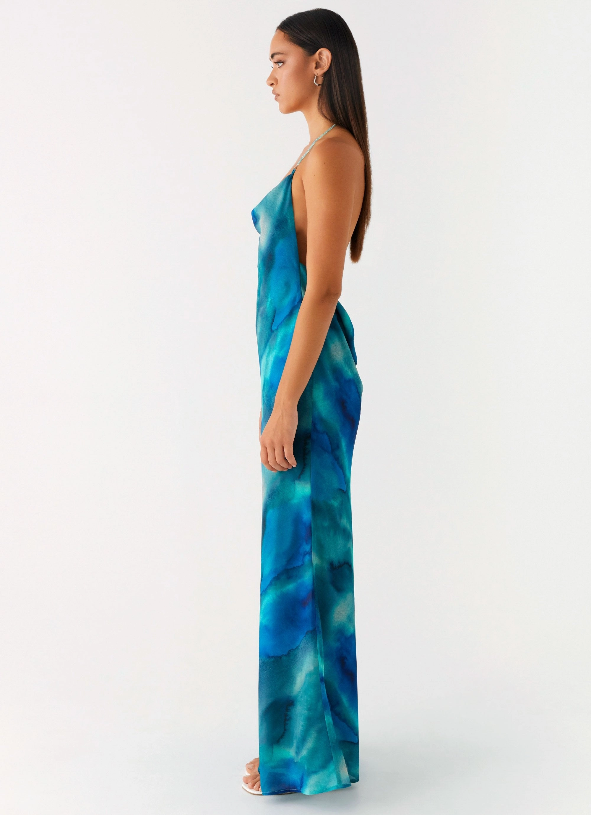 Journey Maxi Dress - Blue Tie Dye A Line Cut