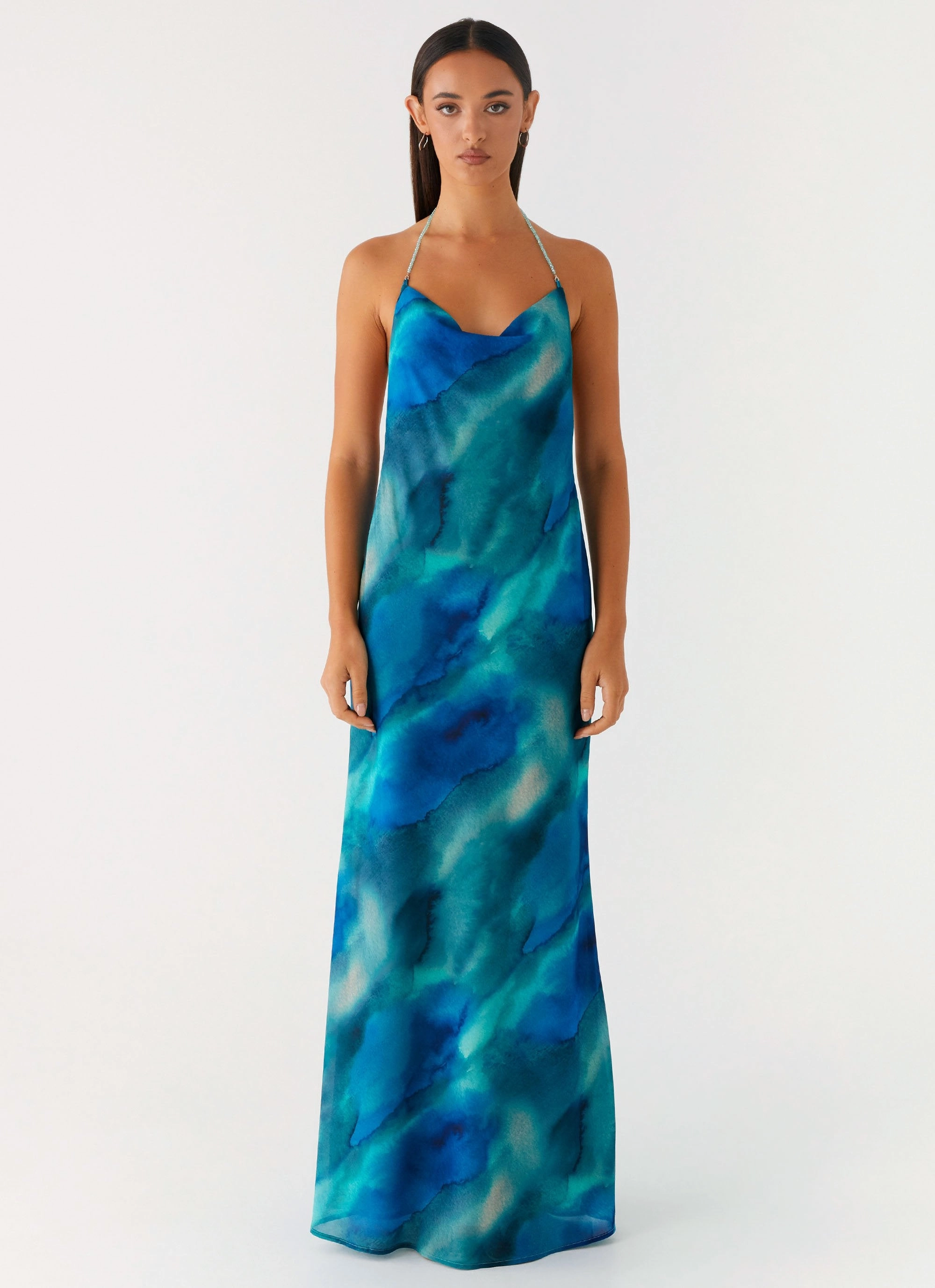 Journey Maxi Dress - Blue Tie Dye Flowing Layers