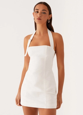 Silk Shine Julianna Linen Mini Dress - White