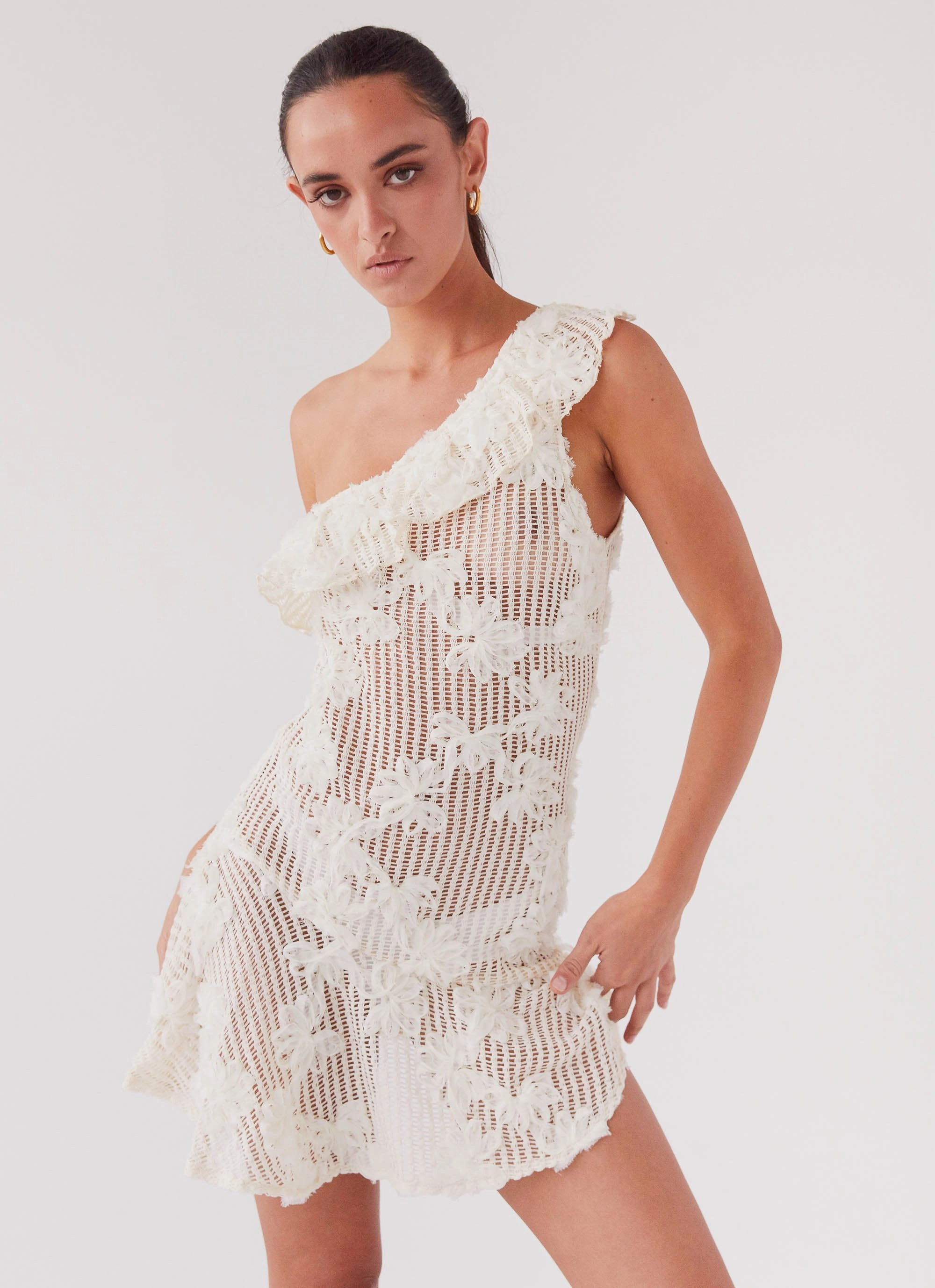 Juliette Embroidered Mini Dress - Ivory Tea Contemporary Layer