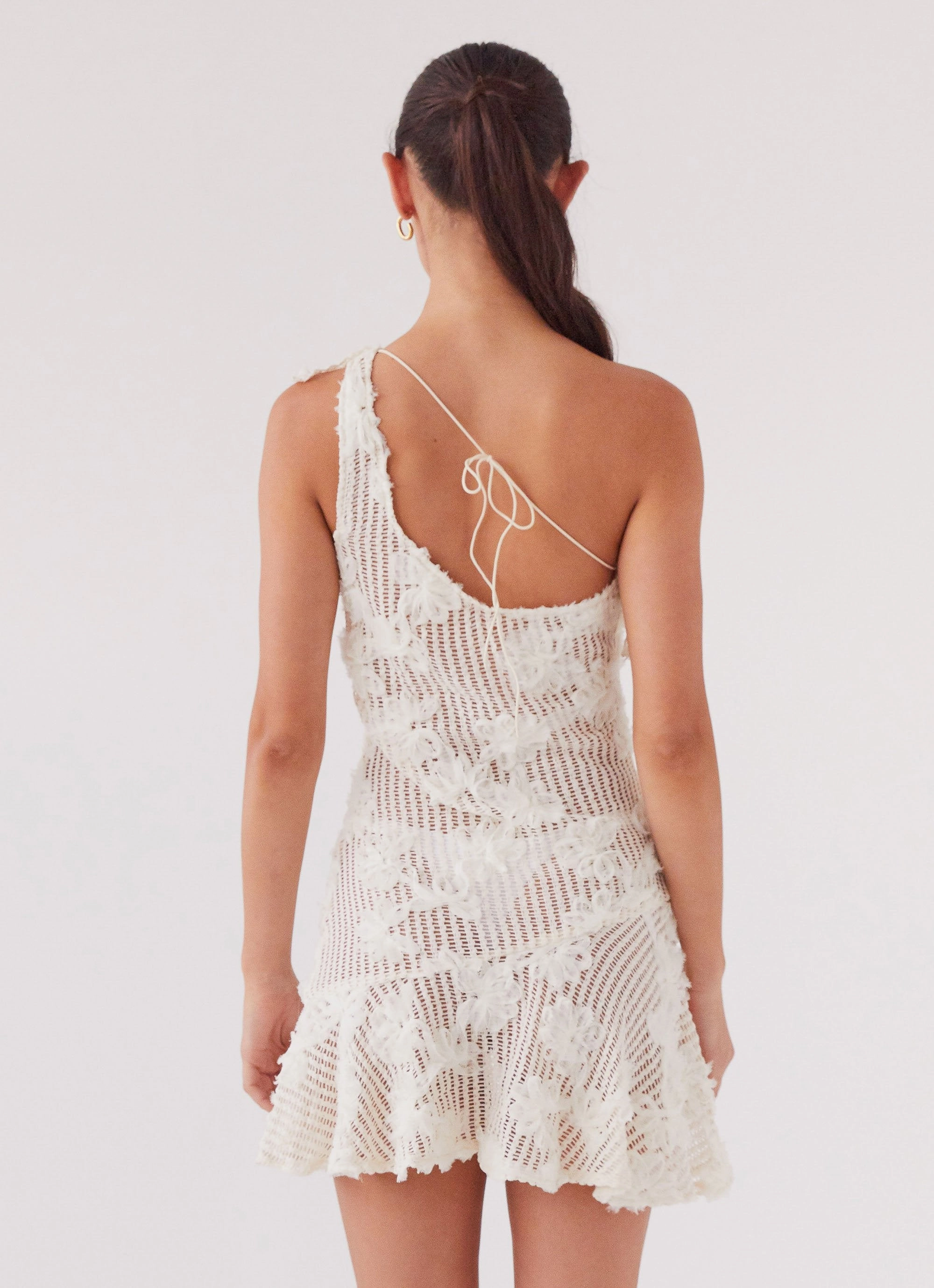 Juliette Embroidered Mini Dress - Ivory Tea Chic Tone Evening Classic