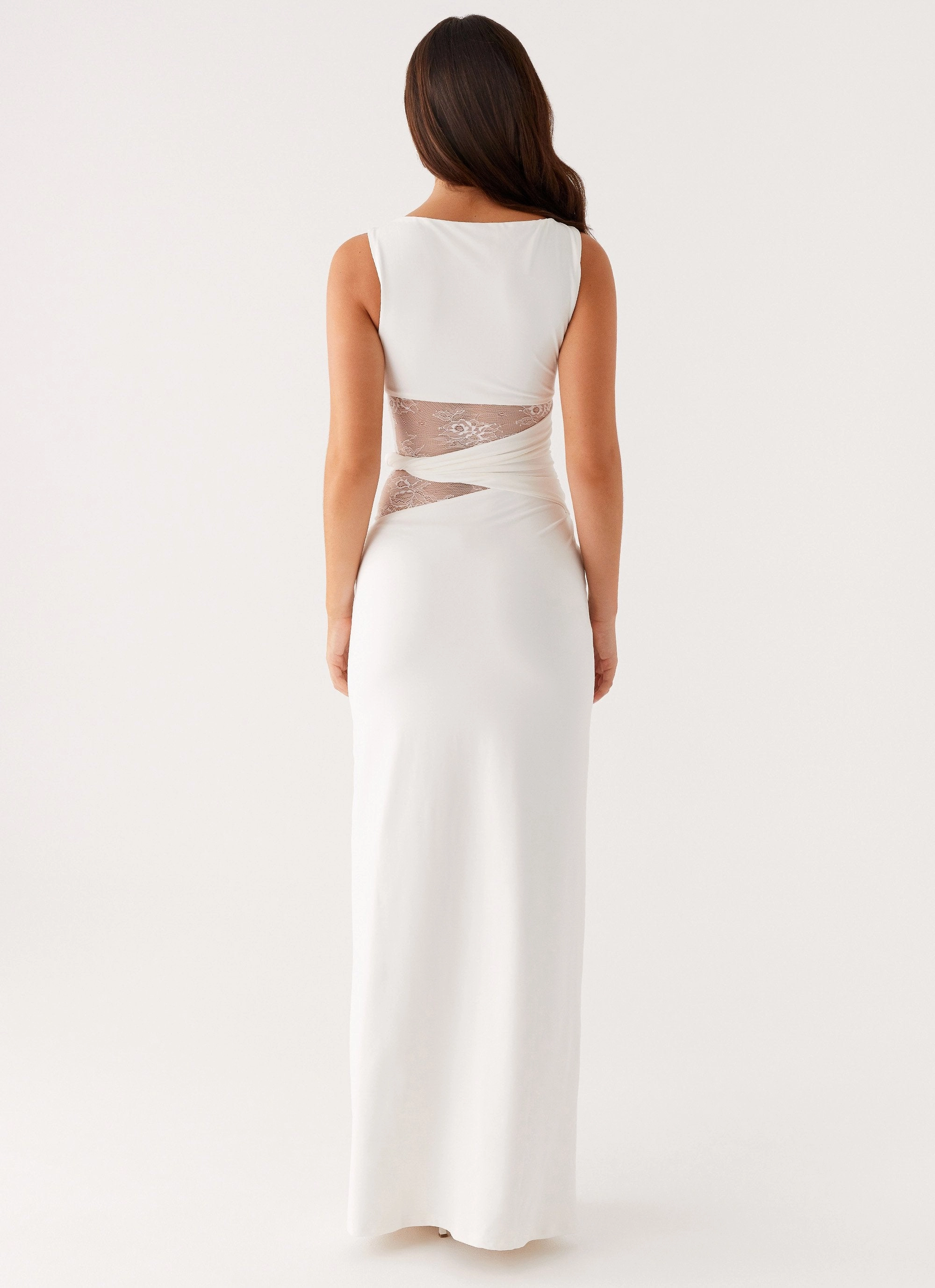 Karma Maxi Dress - White Delicate Lines