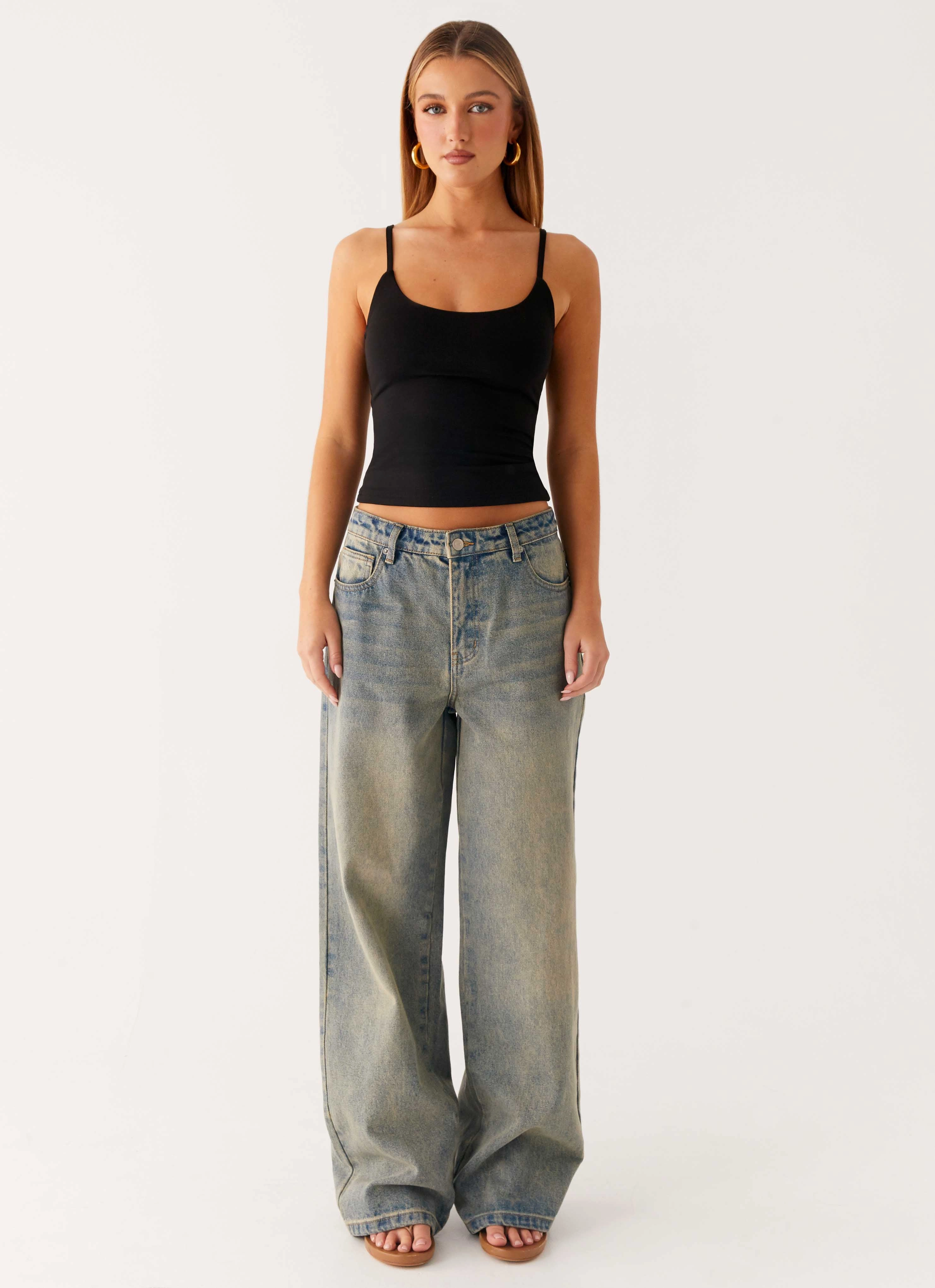 Keanna Low Rise Denim Jeans - Dirty Wash Style Layer