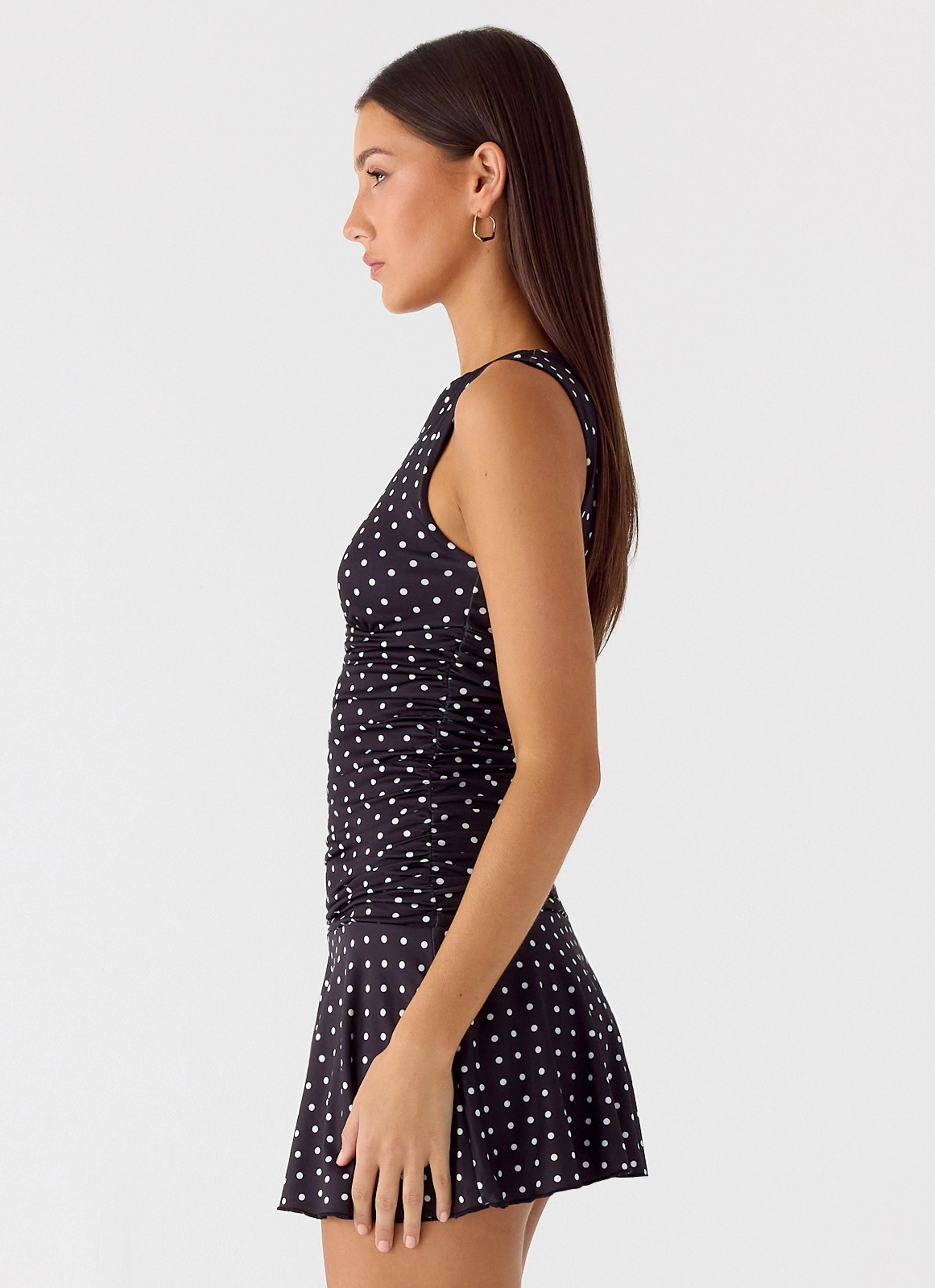 Kelda Mini Dress - Black Polkadot Smart Comfort