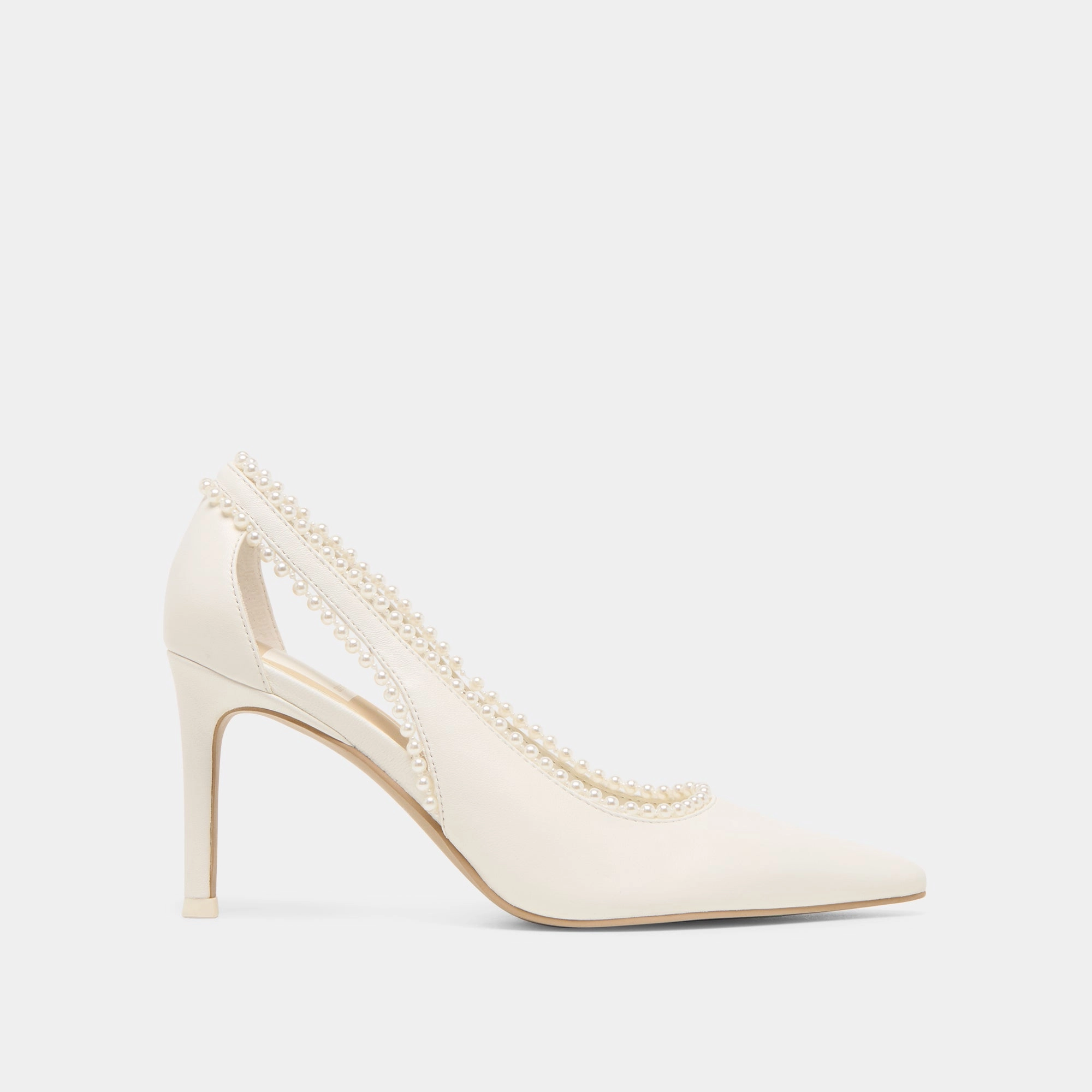 Stylish Appeal High-End Footwear KELSON PEARL HEELS TRUE WHITE LEATHER