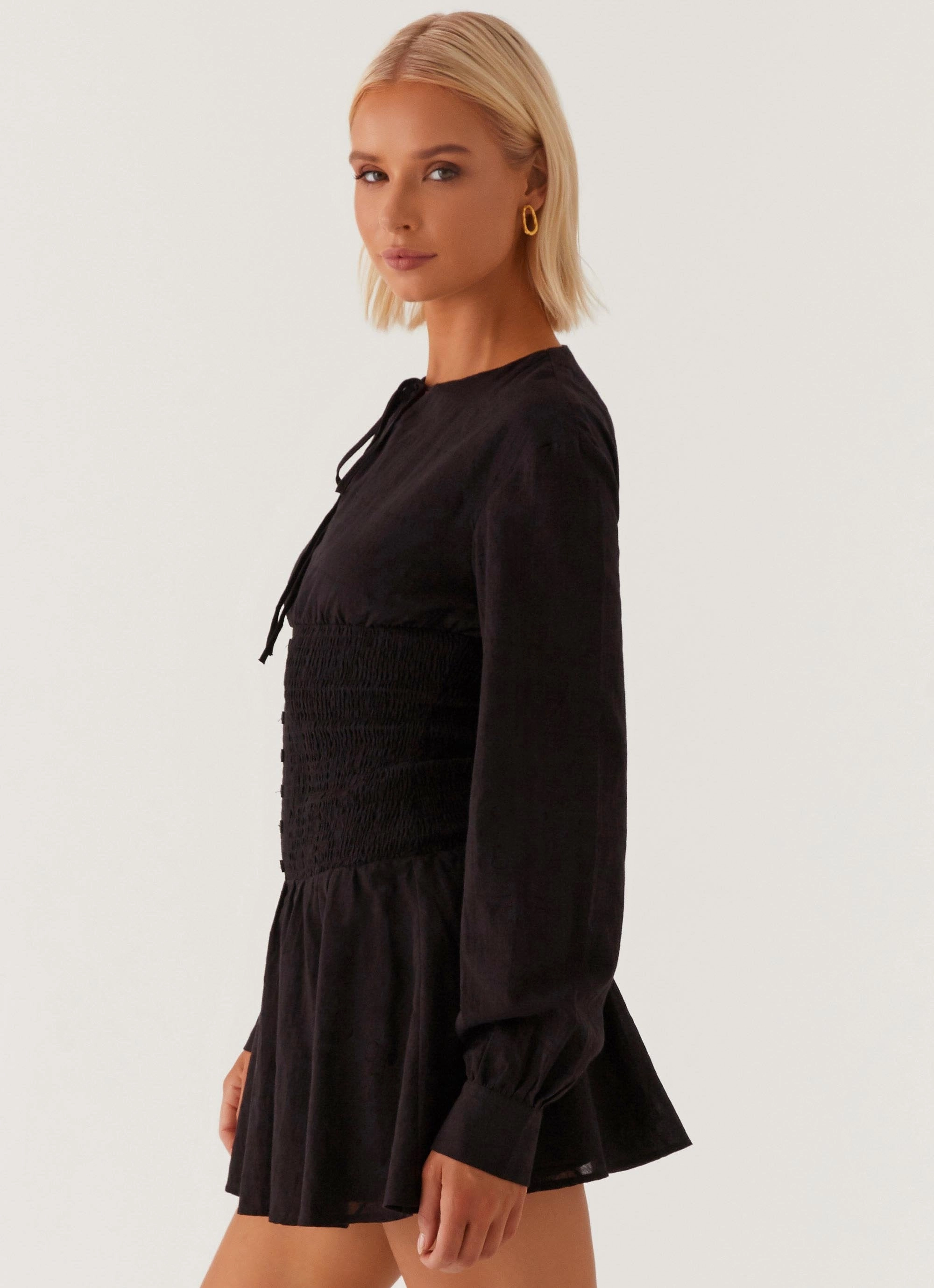 Comfort Layer Wear Kenzo Long Sleeve Mini Dress - Black