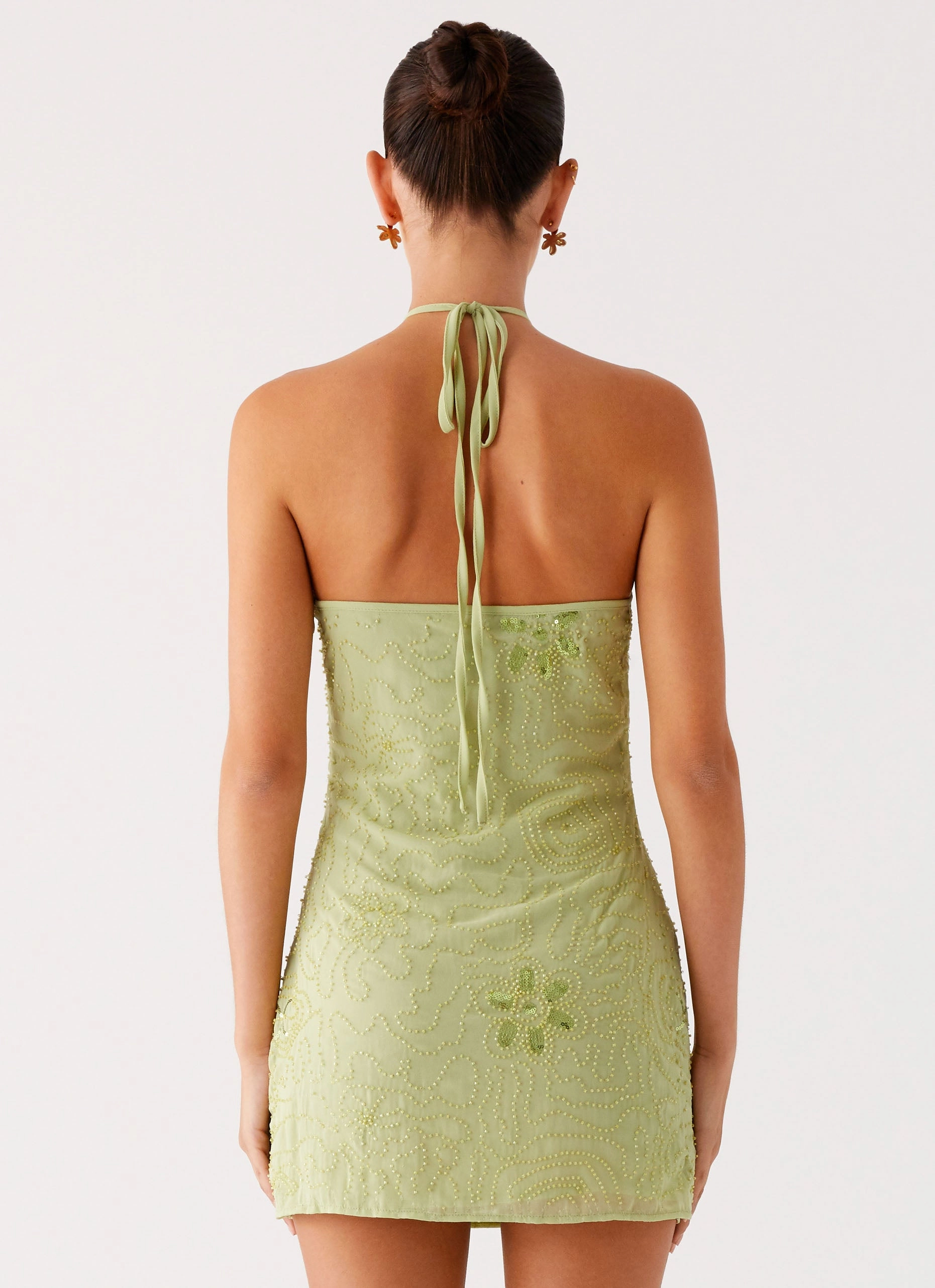 Comfort Stretch Youthful Mood Kiara Beaded Mini Dress - Mint