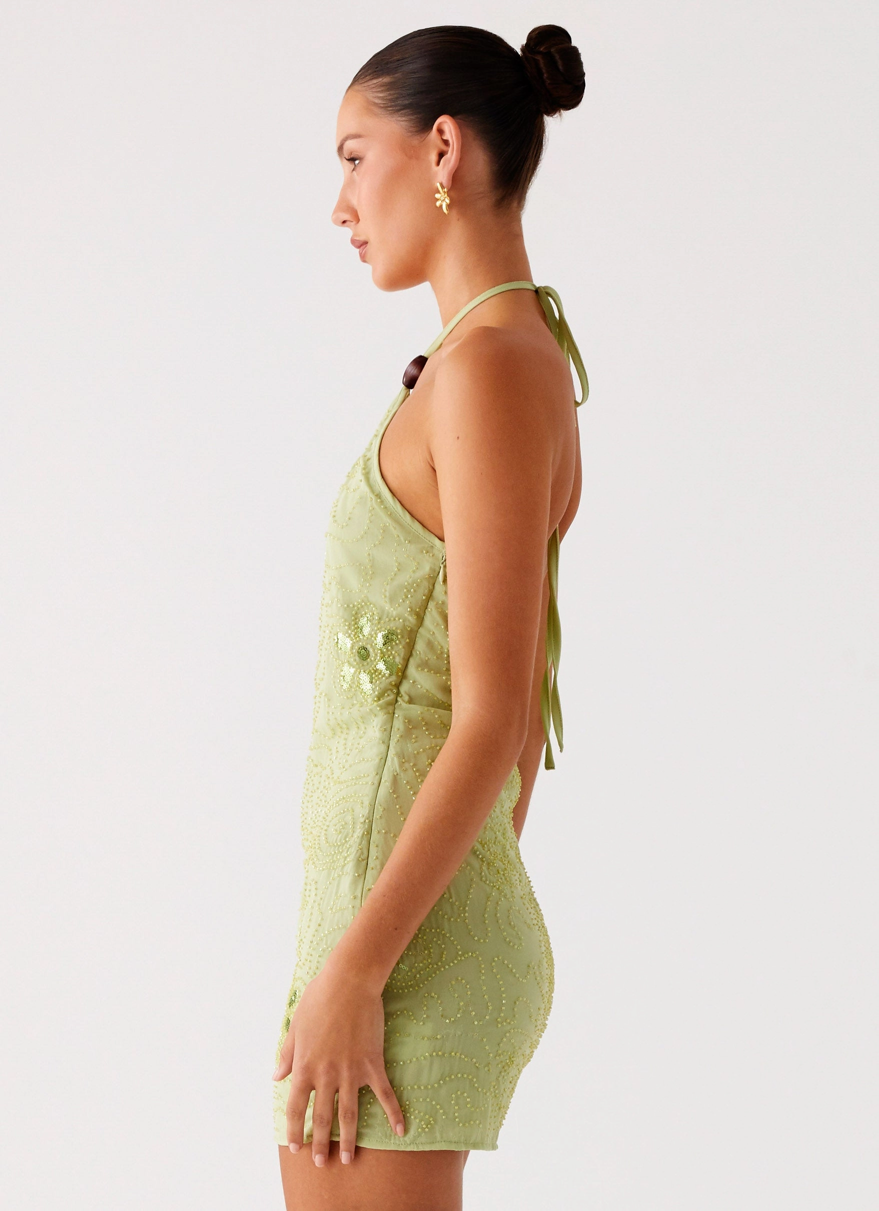 Kiara Beaded Mini Dress - Mint Fashionable Layer