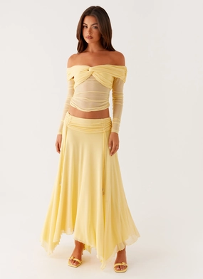Evening Outing Side Pockets Kirrabilli Midi Skirt - Yellow