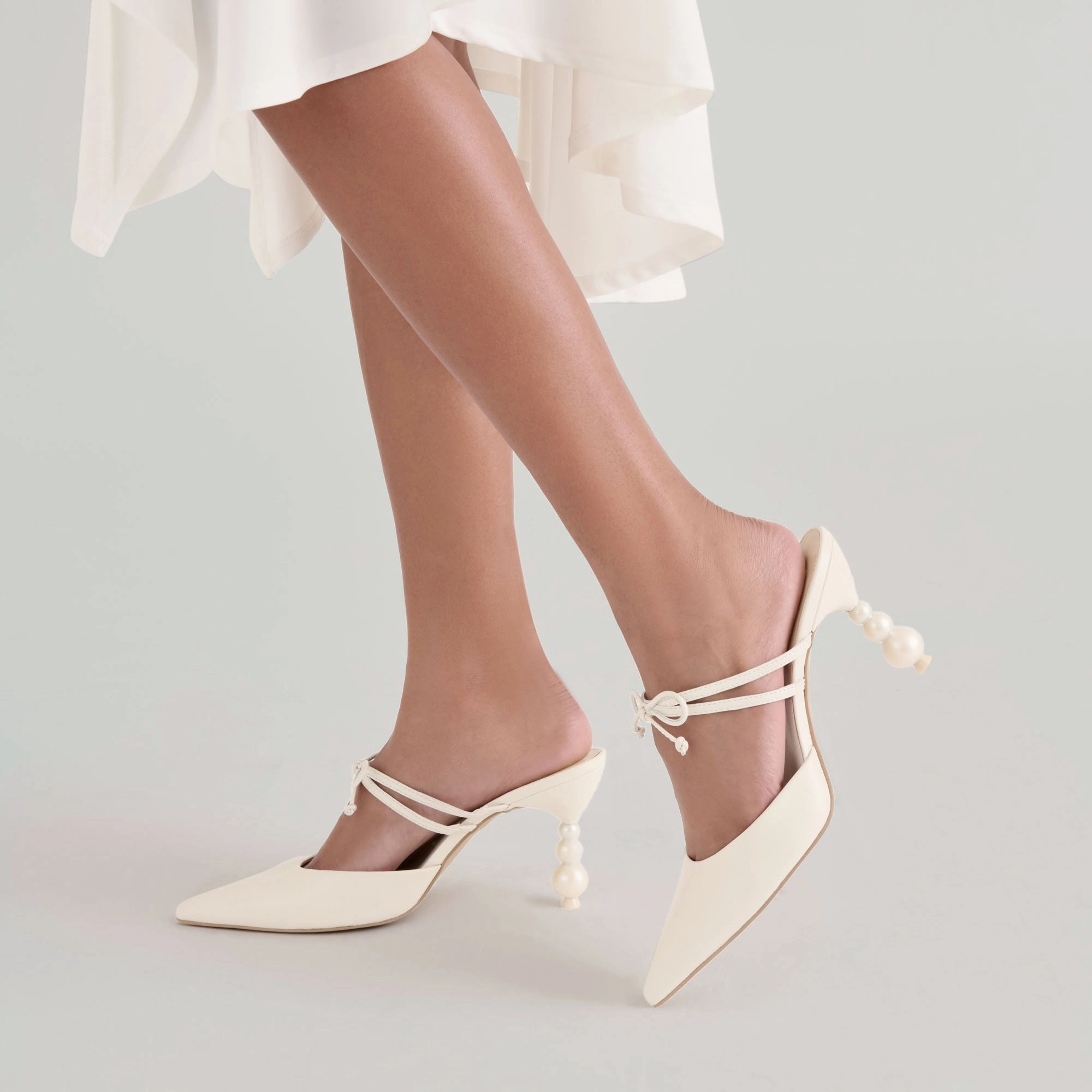 Beach Glam Anti Slip KLAIRE PEARL HEELS TRUE WHITE LEATHER