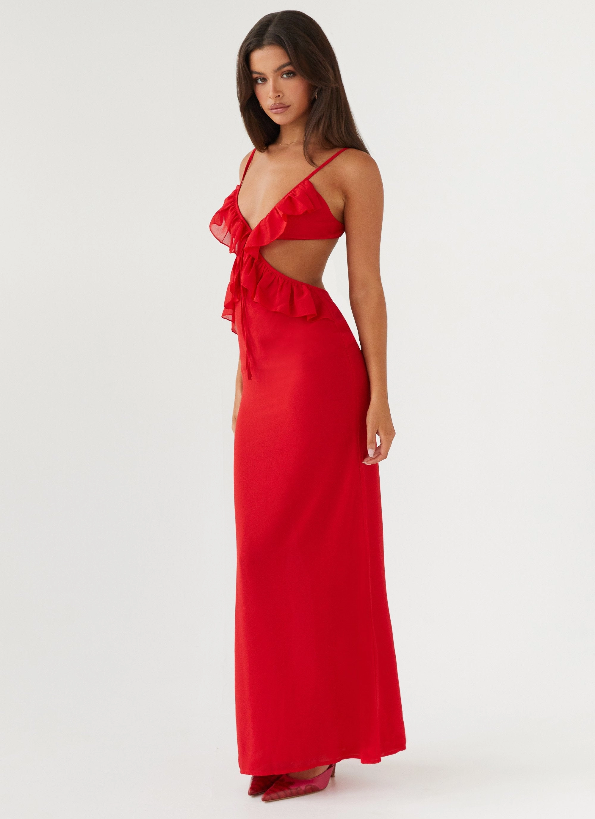 Stylish Waistband Klara Cut Out Maxi Dress - Red