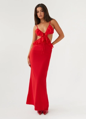 Seasonal Must-Have Klara Cut Out Maxi Dress - Red