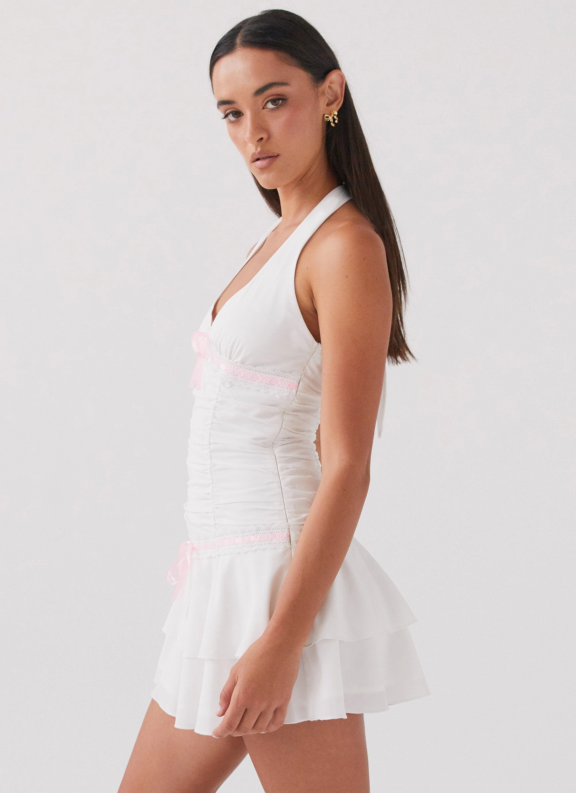 Office Mood Pink Glow Kordyn Mini Dress - White