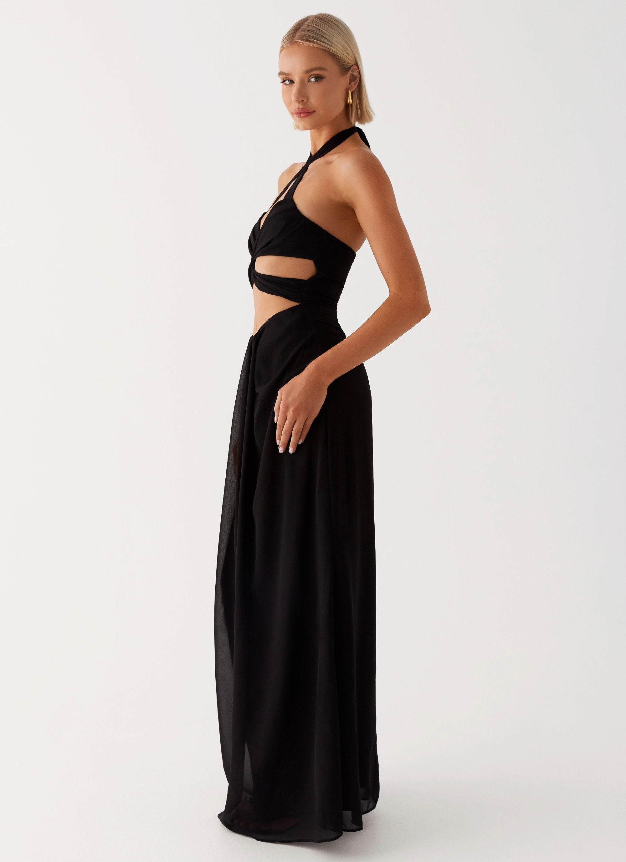 Lady Marmalade Maxi Dress - Black Stud-Detail