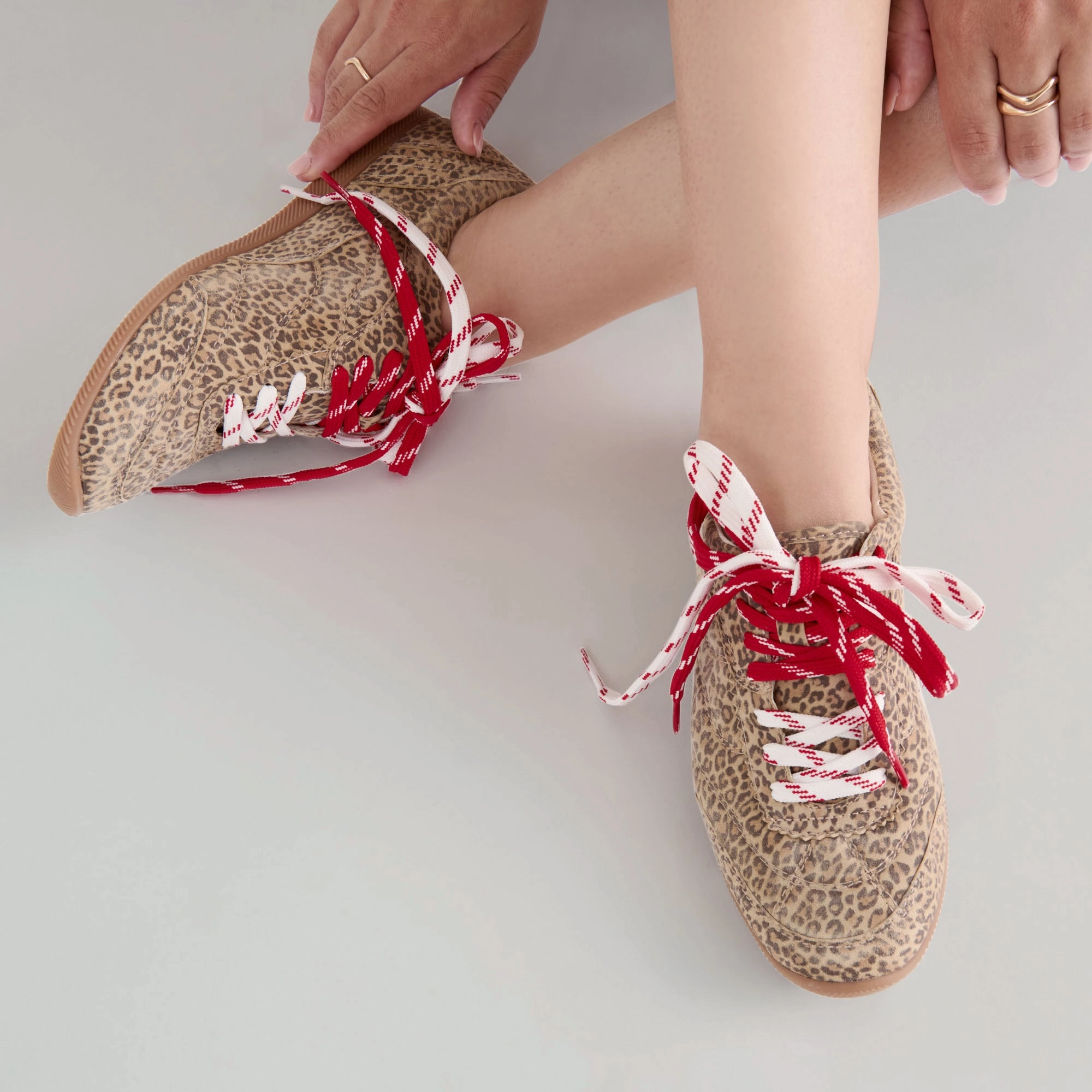 Flexible Groove Tech LAINI SNEAKERS TAN LEOPARD PRINTED SUEDE