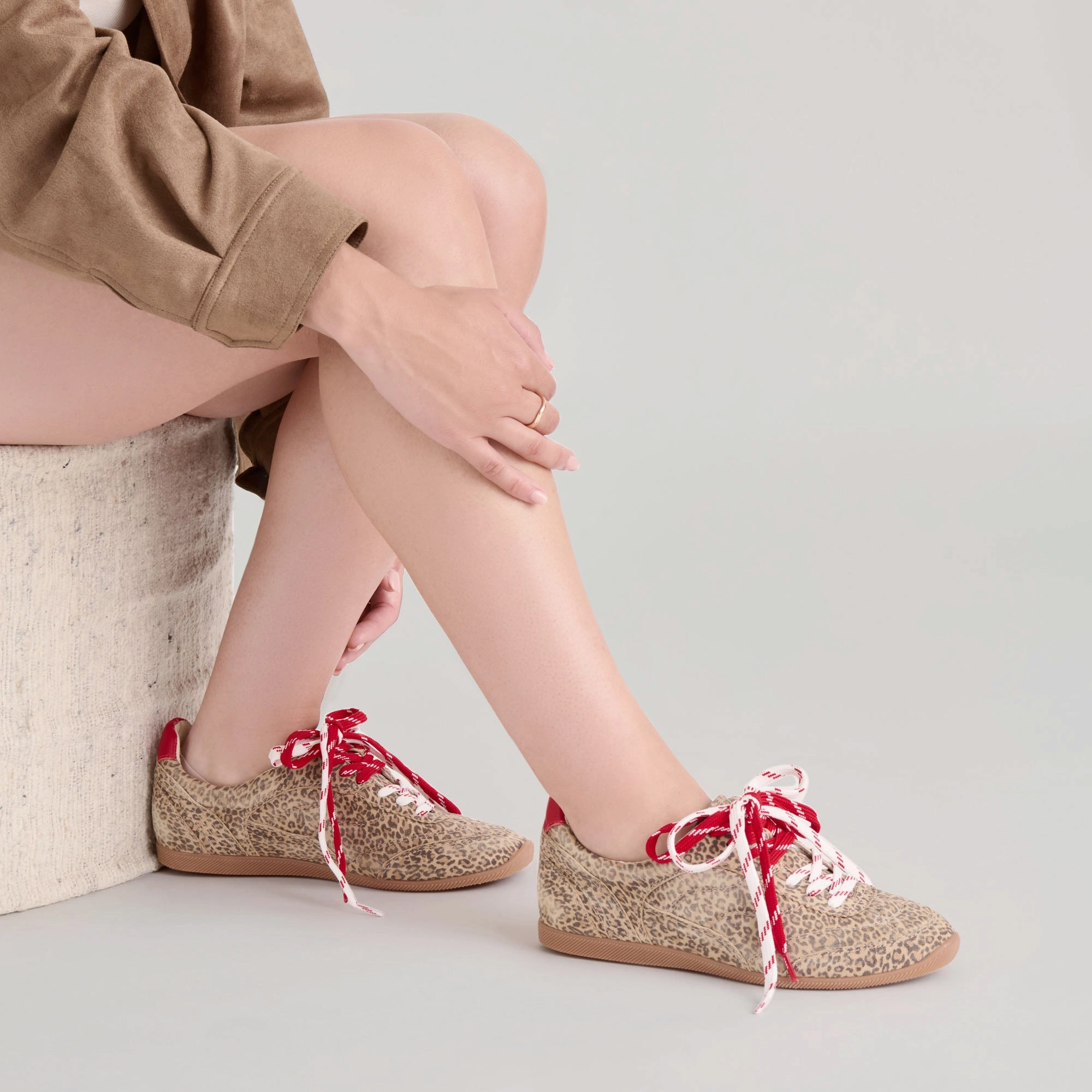 LAINI SNEAKERS TAN LEOPARD PRINTED SUEDE Active Wear Classic Cut