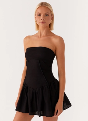 Larnie Linen Mini Dress - Black Brunch Fit