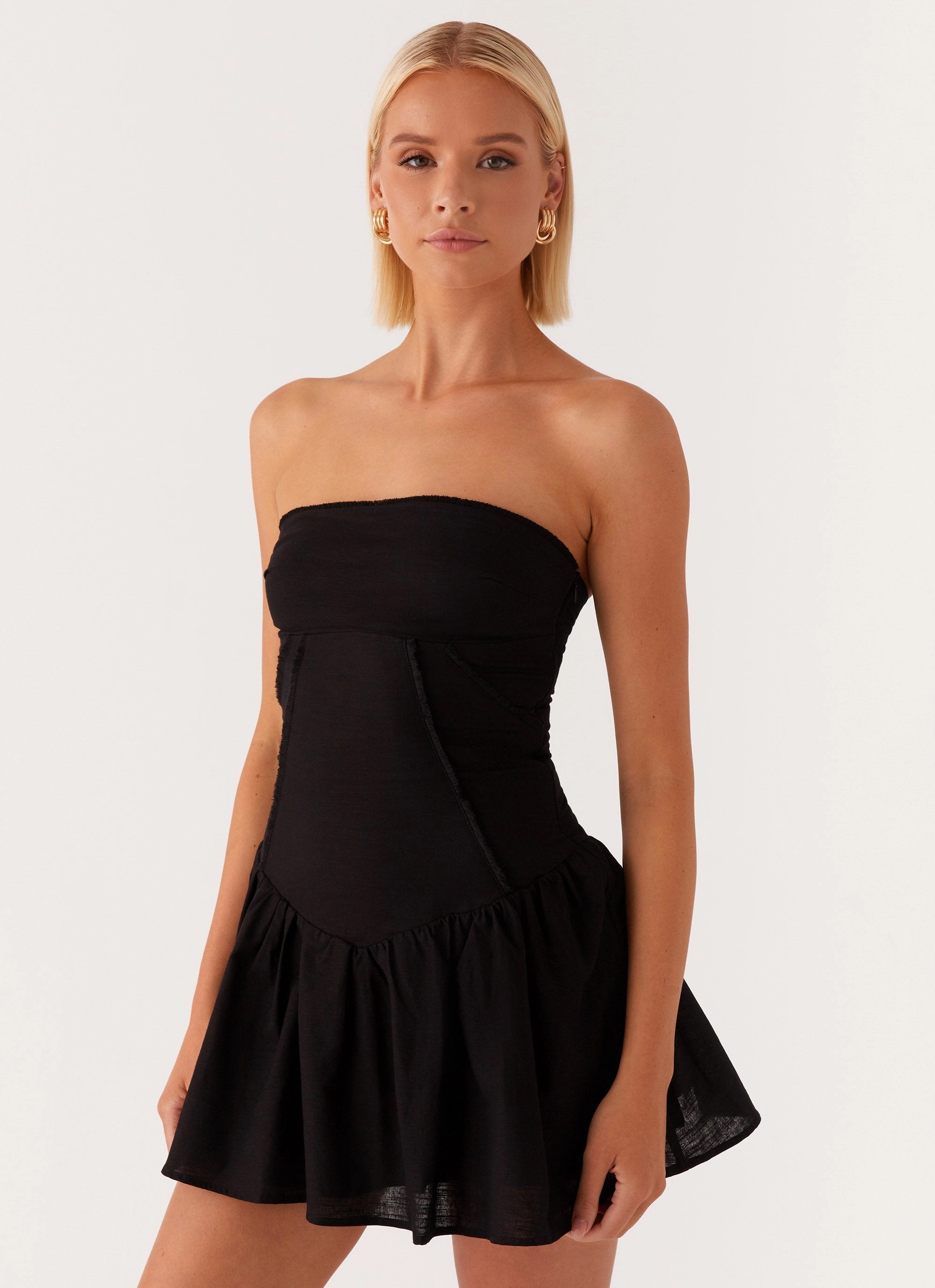 Larnie Linen Mini Dress - Black Brunch Fit