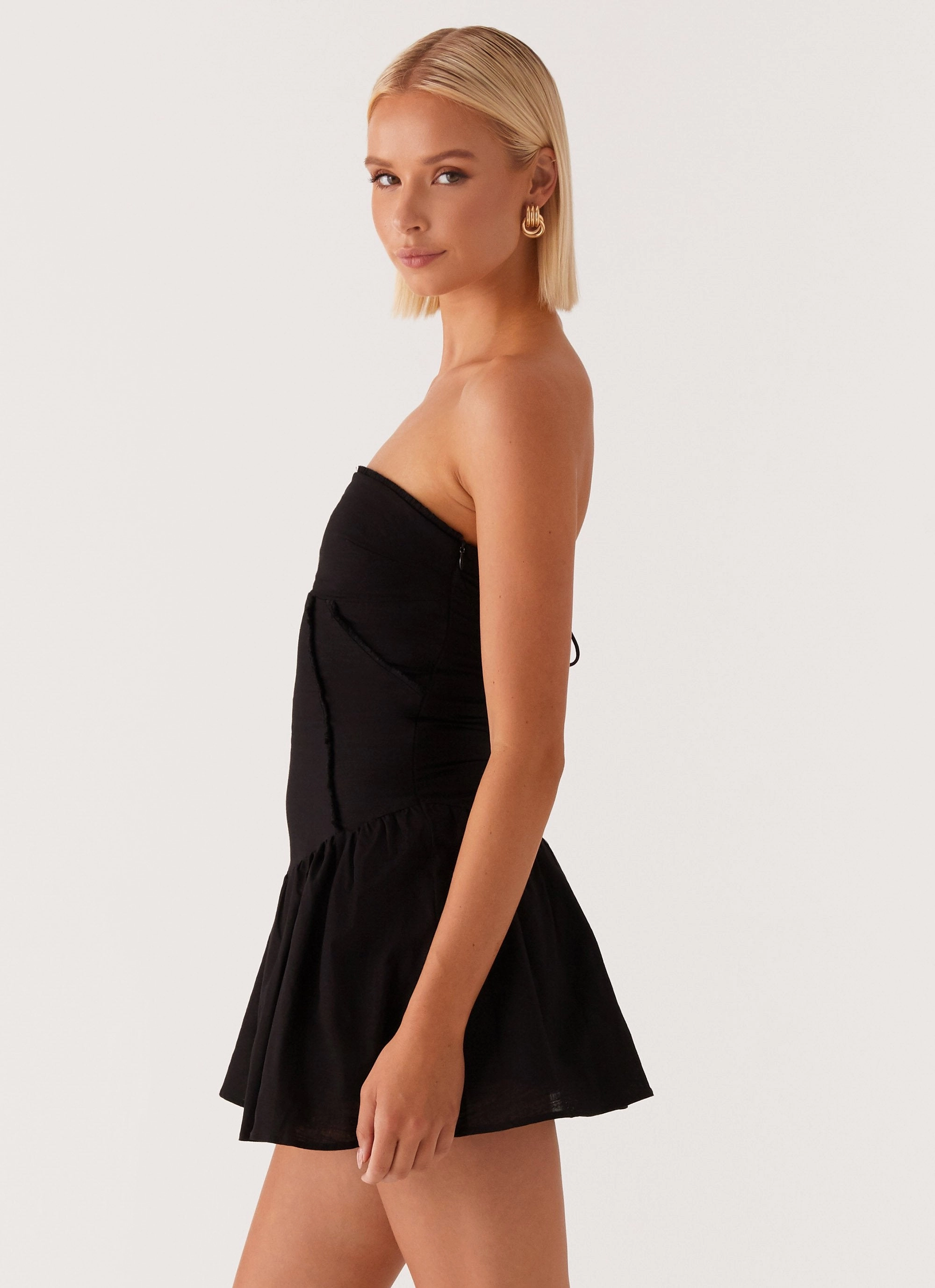 Sophisticated cocktail dress Timeless-Classic Larnie Linen Mini Dress - Black