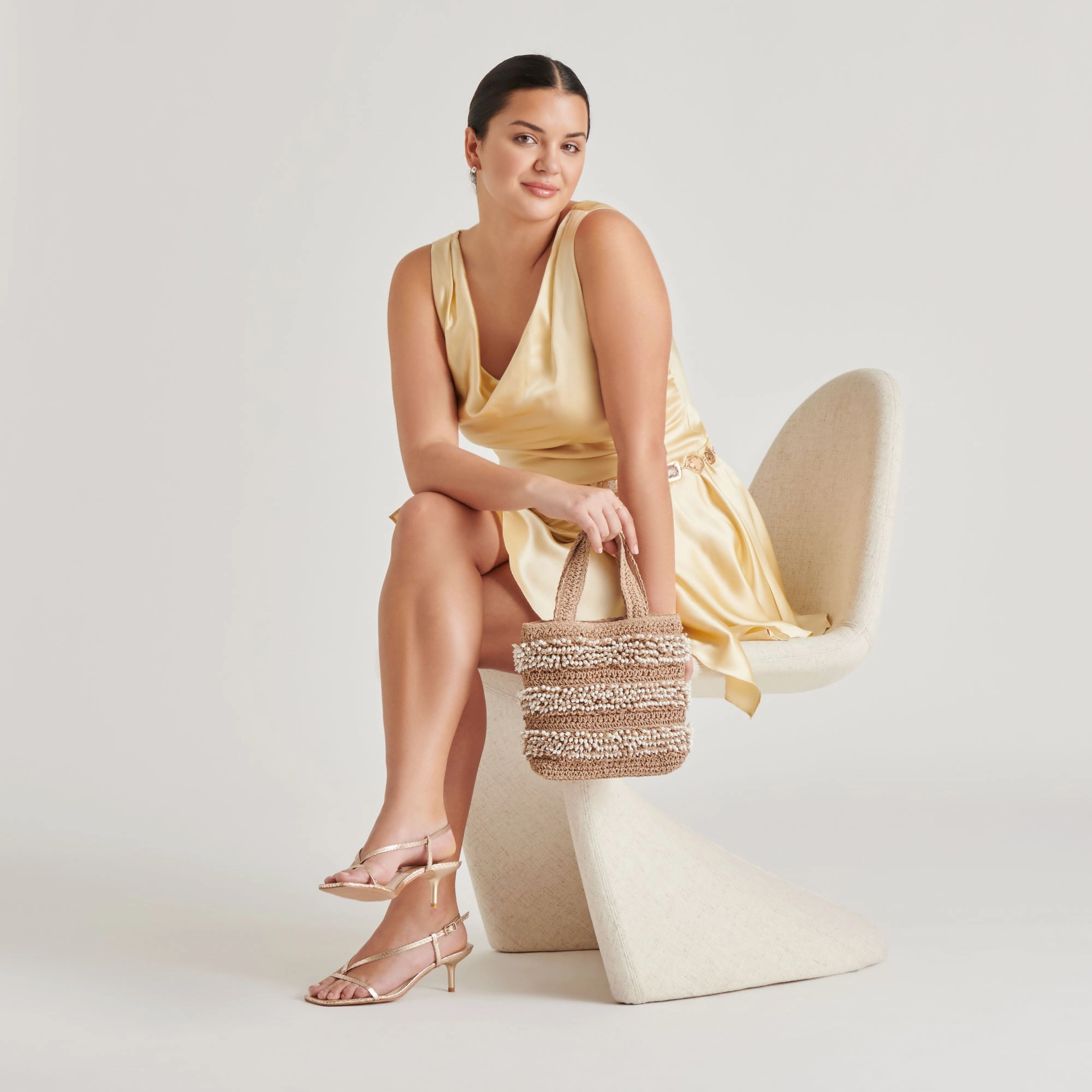 Timeless Charm LAURY HEELS CHAMPAGNE EMBOSSED LEATHER