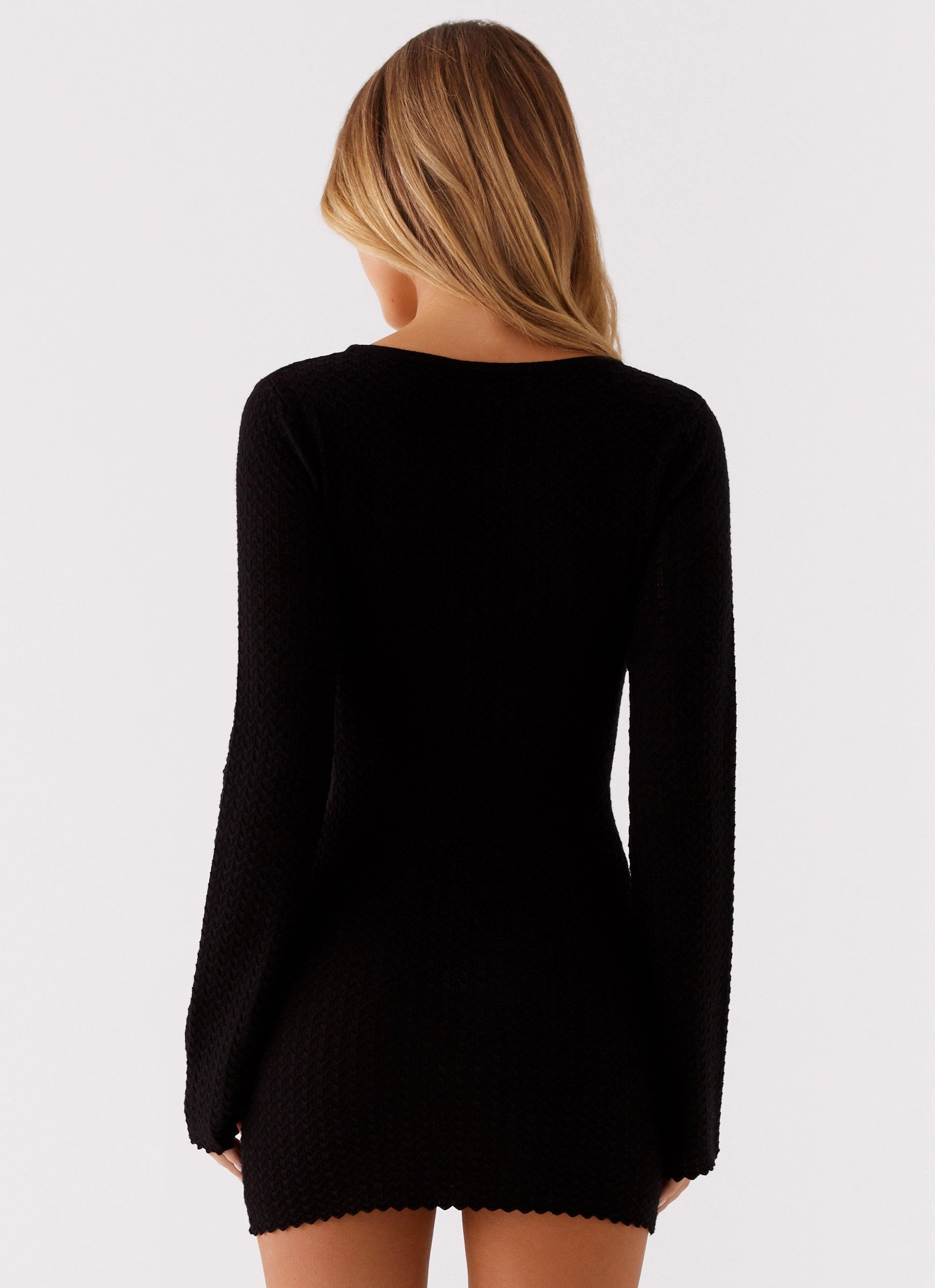 Lavelle Knit Mini Dress - Black Modern Texture Work Fit