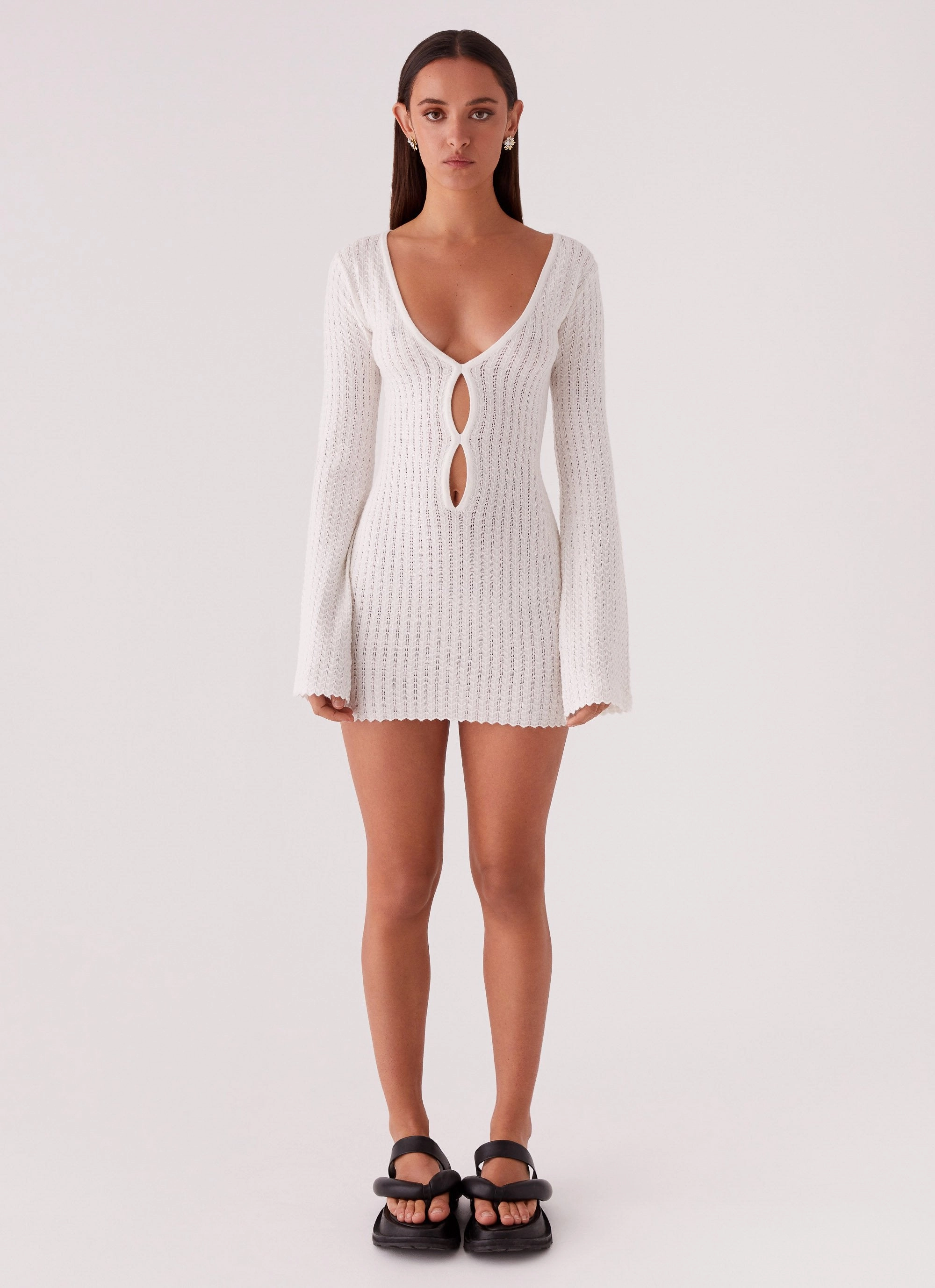 Lavelle Knit Mini Dress - Ivory Light Attitude Trendy Layer