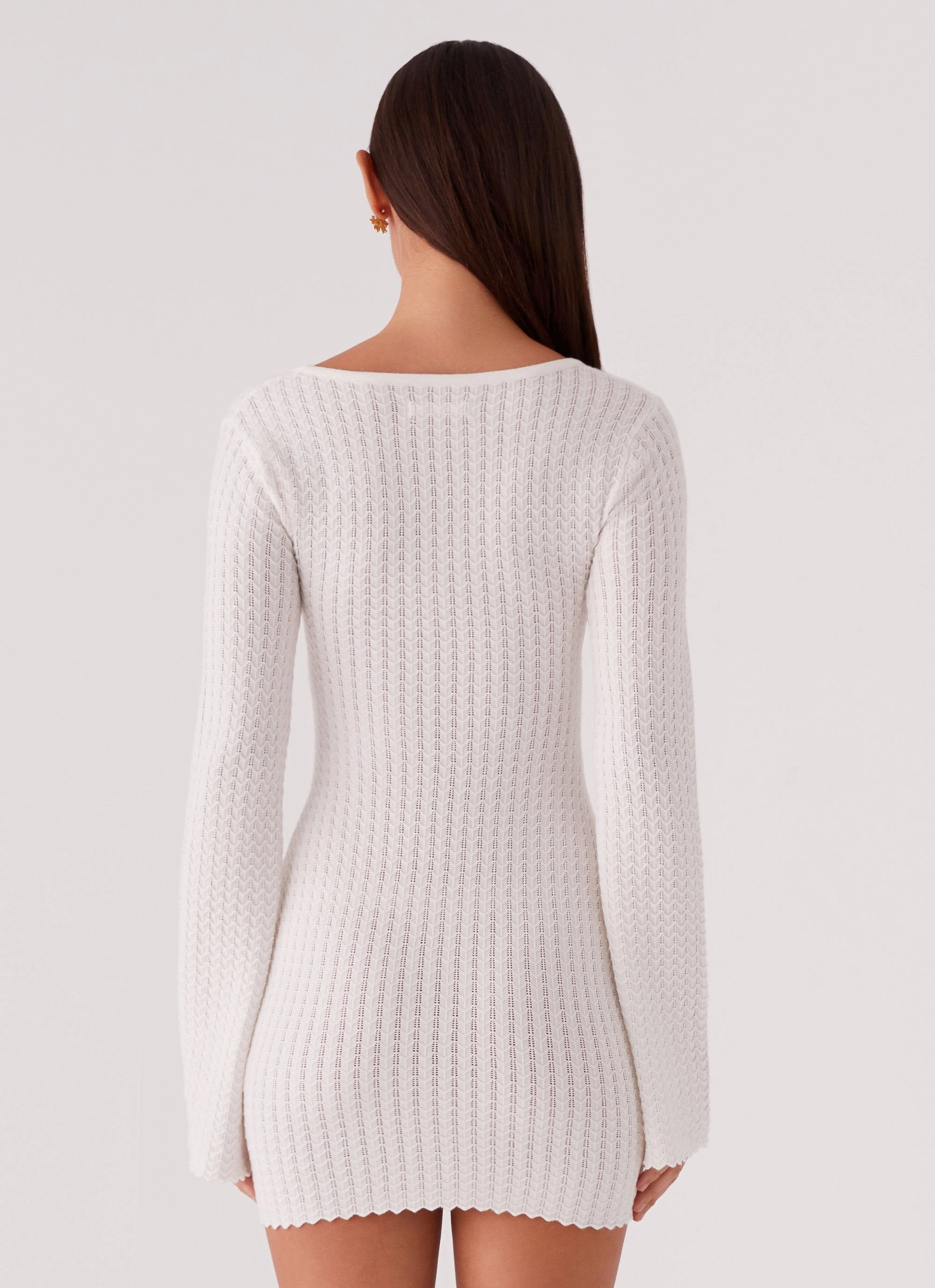 Bold Patterns Modern-style Lavelle Knit Mini Dress - Ivory