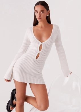 Lavelle Knit Mini Dress - Ivory Soft Contour Evening Tone