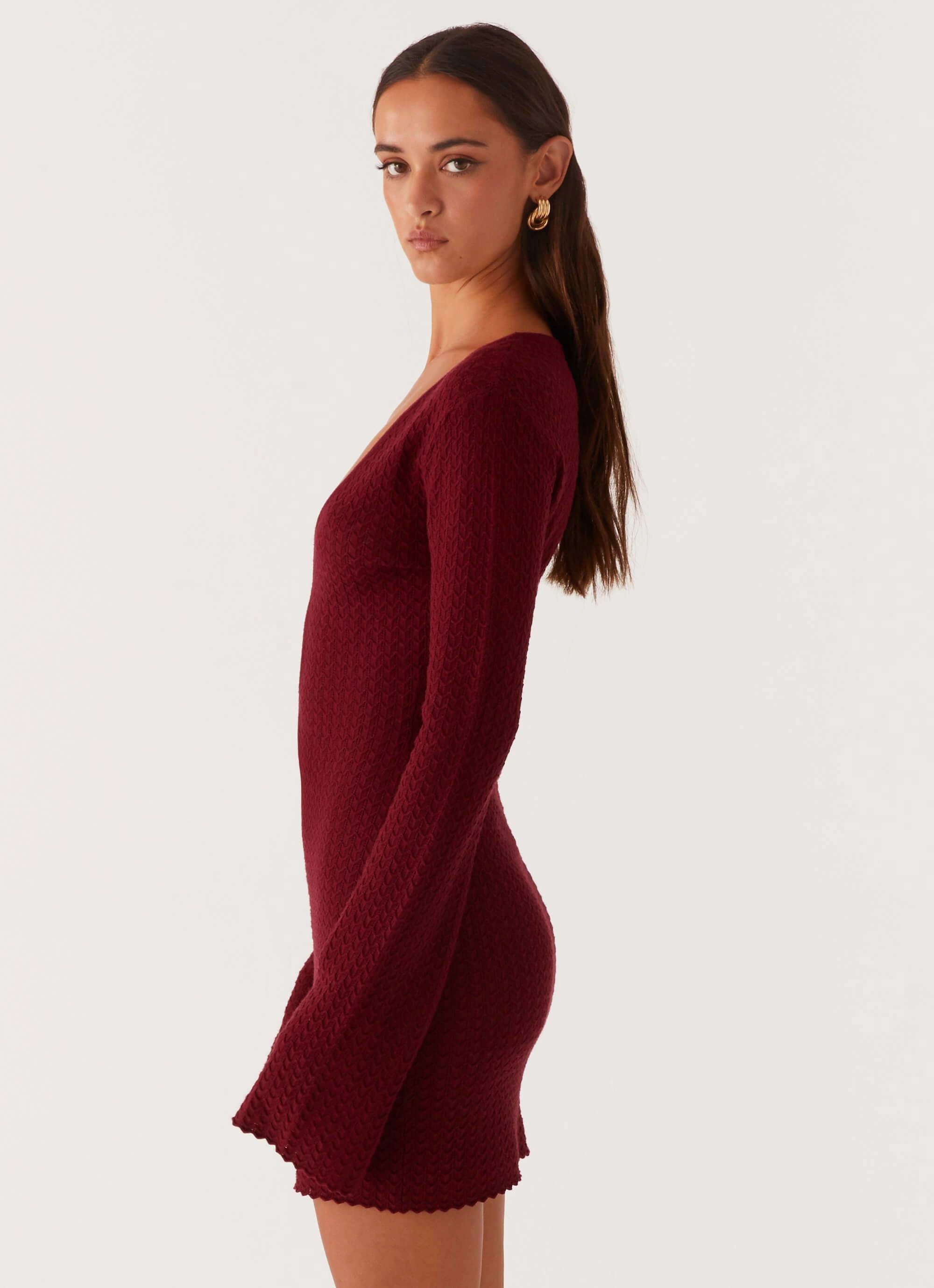 Body Positive Lavelle Knit Mini Dress - Maroon