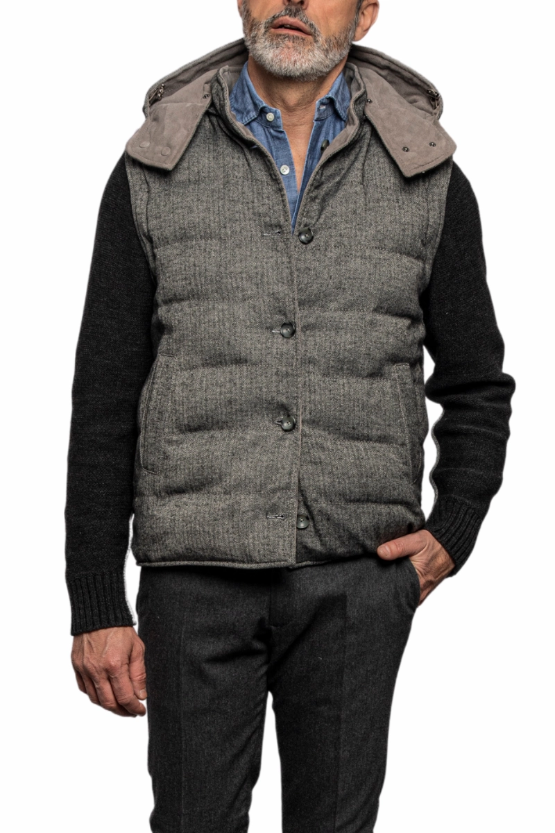 Thick Insulation Brad Reversible Leather Vest