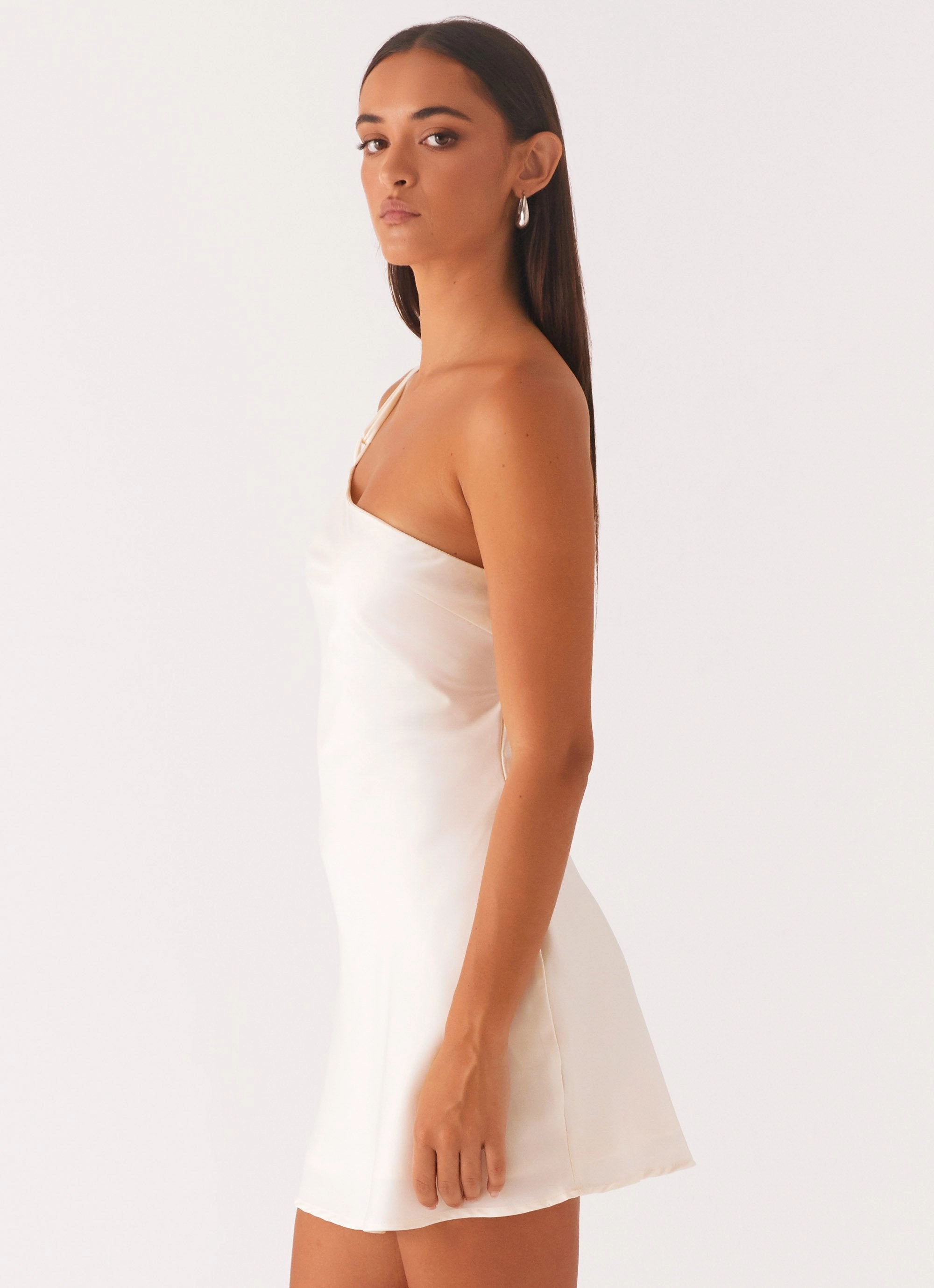 Polished Form Functional-Design Lights Out Mini Dress - Pearl