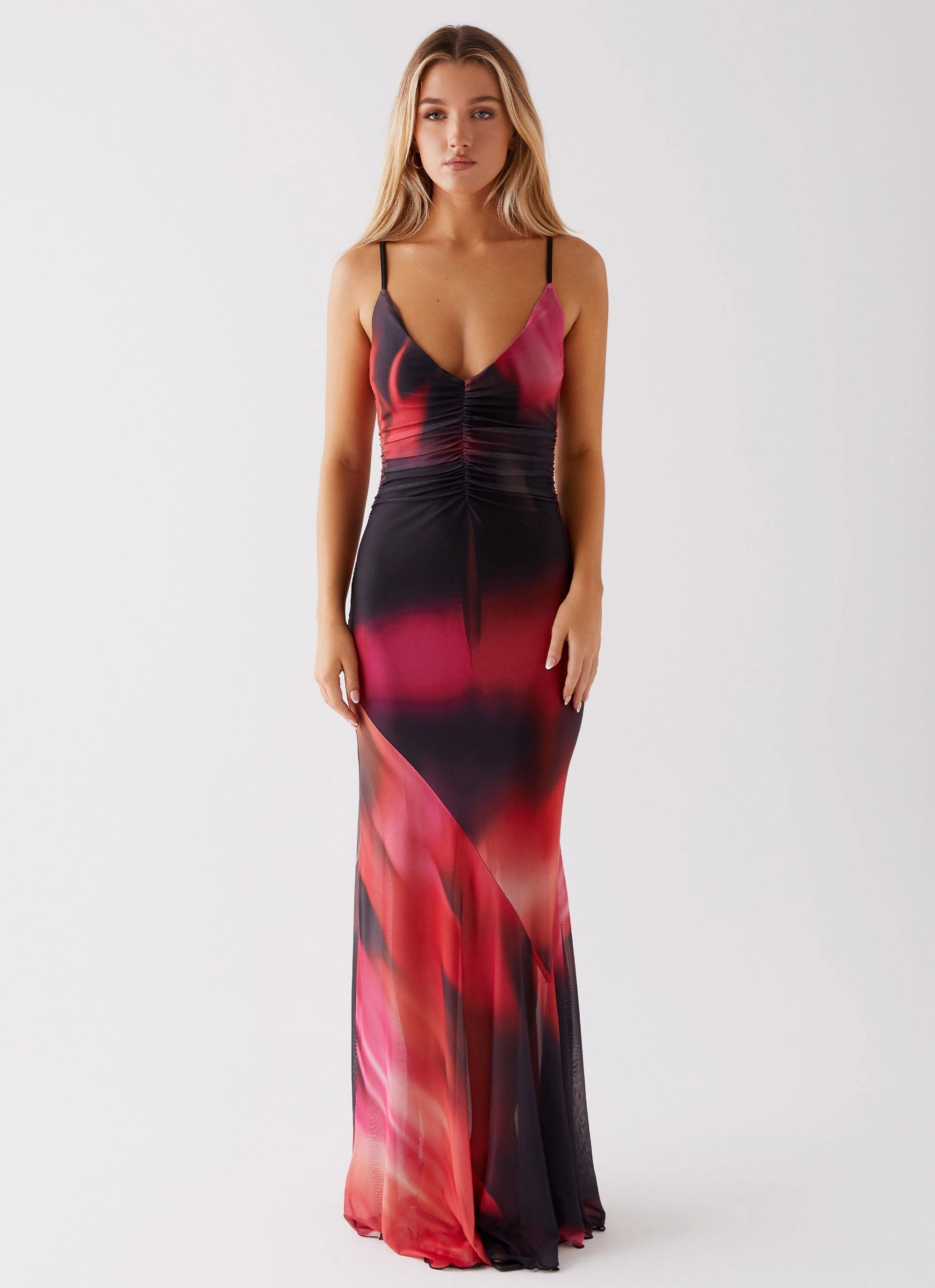 Crisp Texture Charley Maxi Dress - Pink Print