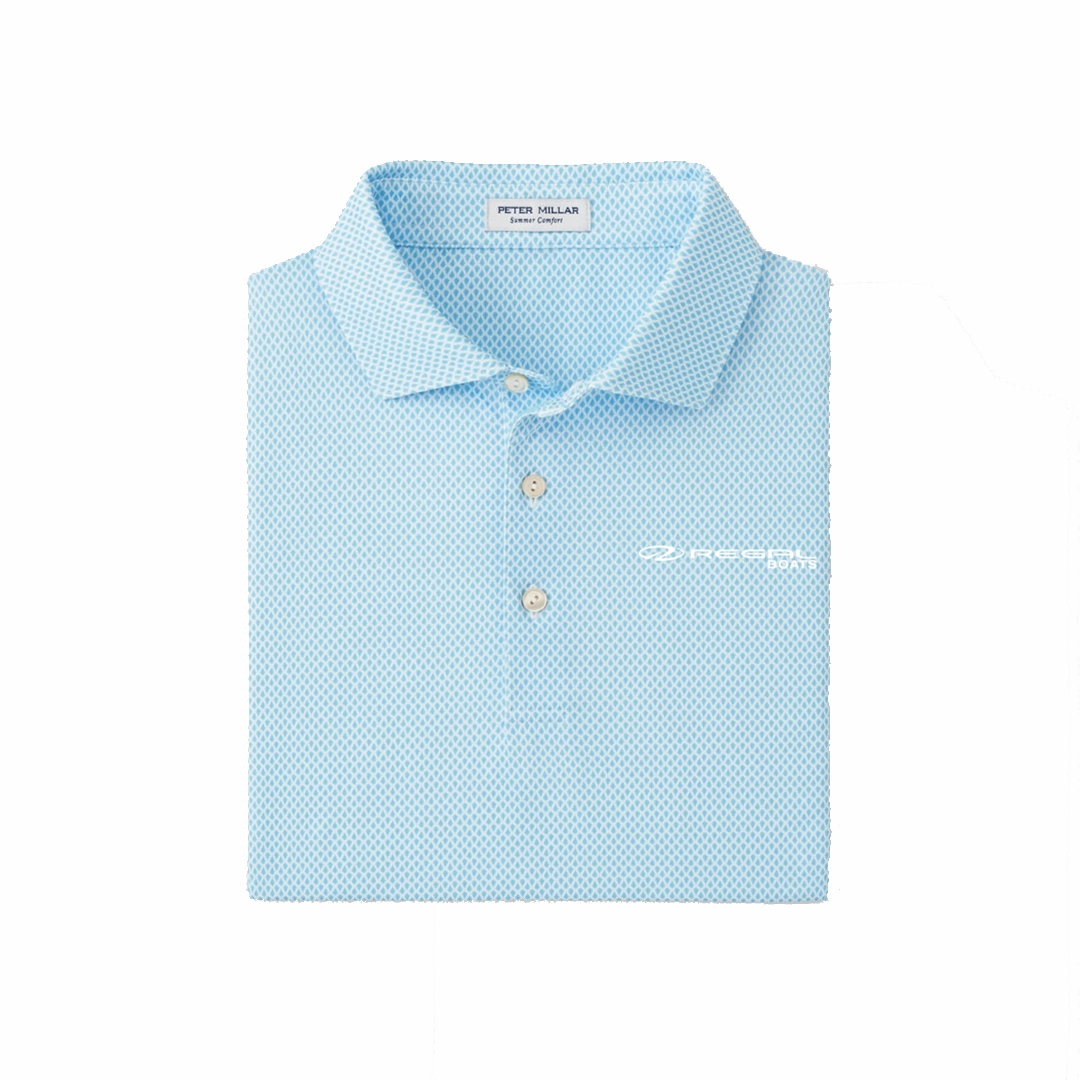 Layered Look Men's Teal Feather Pattern Polo