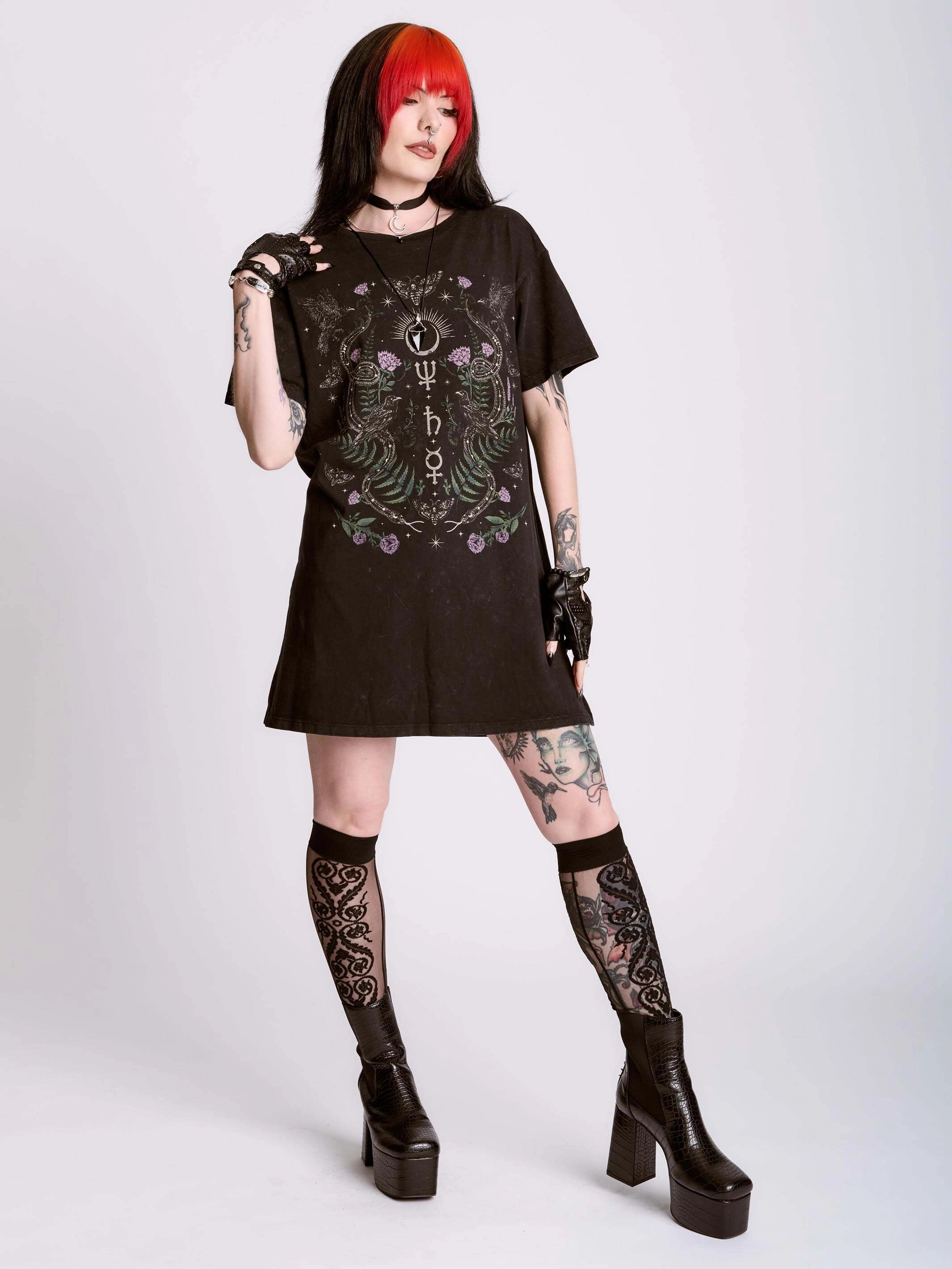 Nocturnal Garden T-shirt Dress Light Fit Eco Friendly Fabric