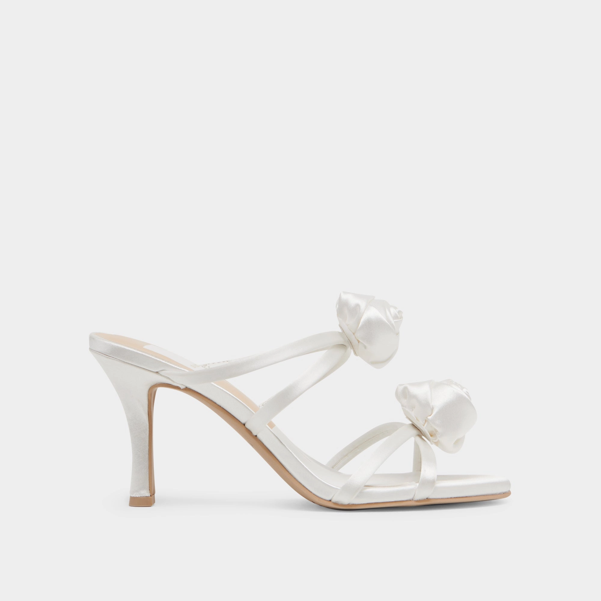 LINZY HEELS TRUE WHITE SATIN Ankle Strap