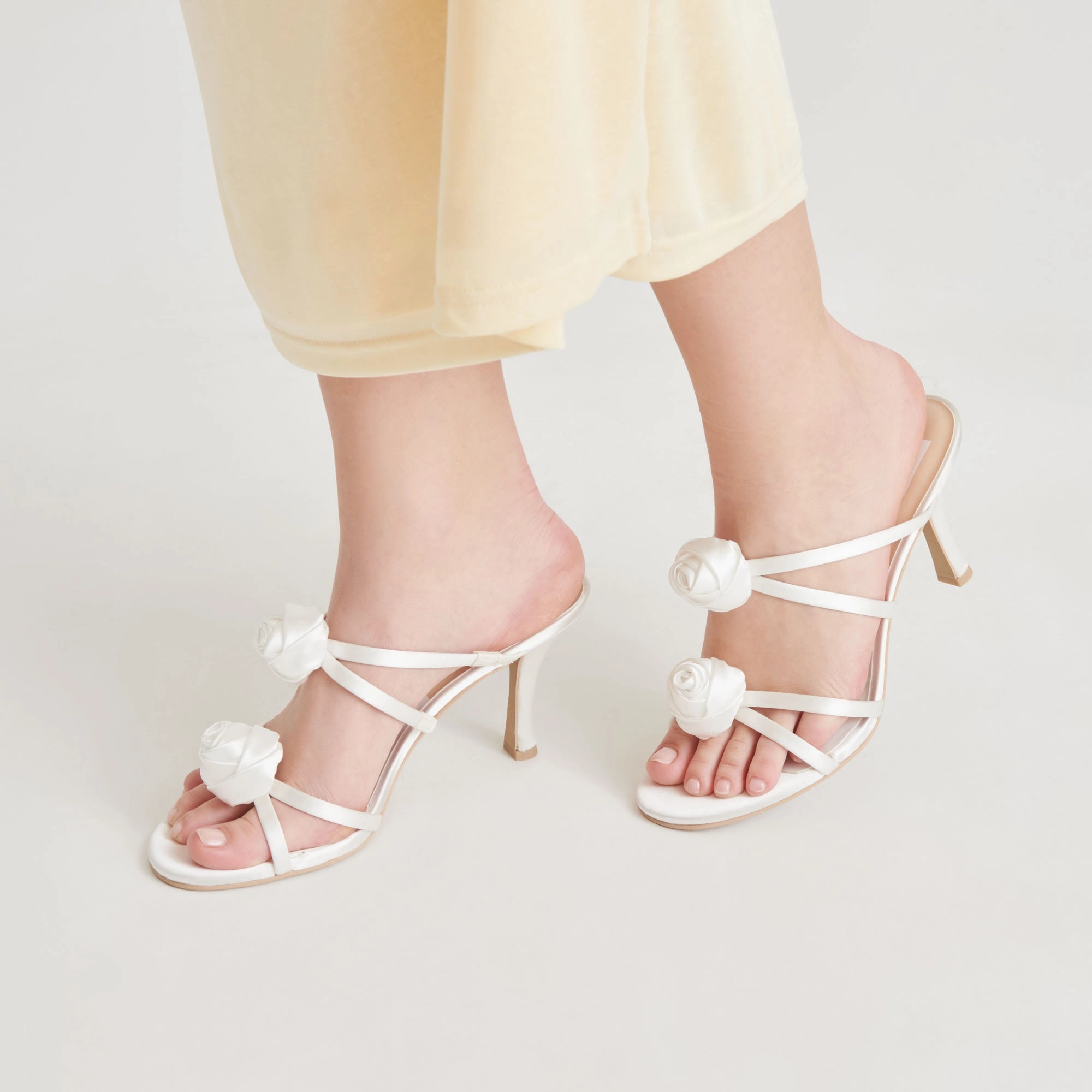 hypoallergenic Winter Heels LINZY HEELS TRUE WHITE SATIN
