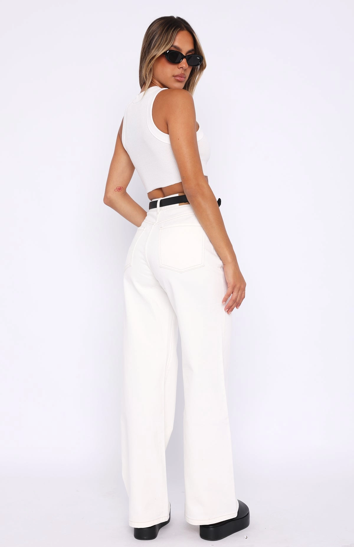 Home Comfort Bold Look Sunny Vibes Lola High Rise Wide Leg Jeans Cream