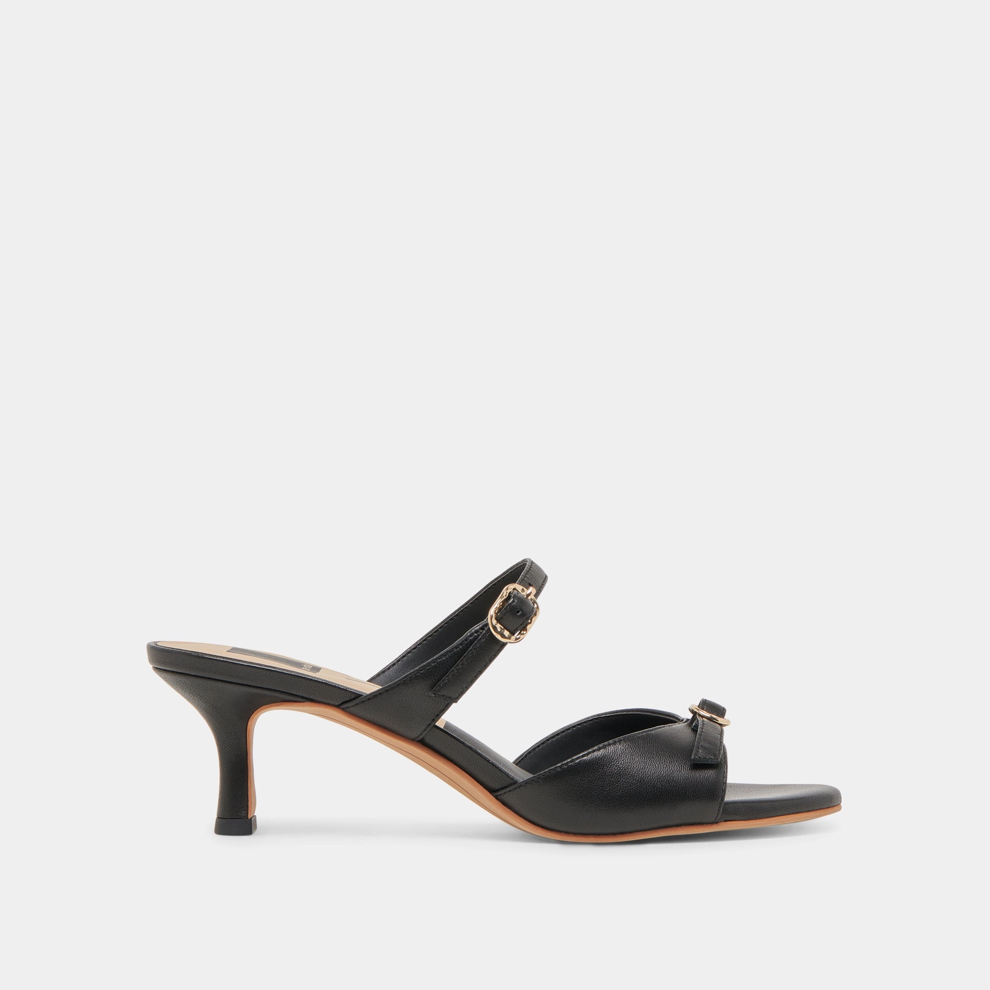 Comfortable Style Refined Detail LORALI HEELS BLACK LEATHER