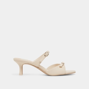 Open Toe Pumps Summer Sandals LORALI HEELS CREME LEATHER