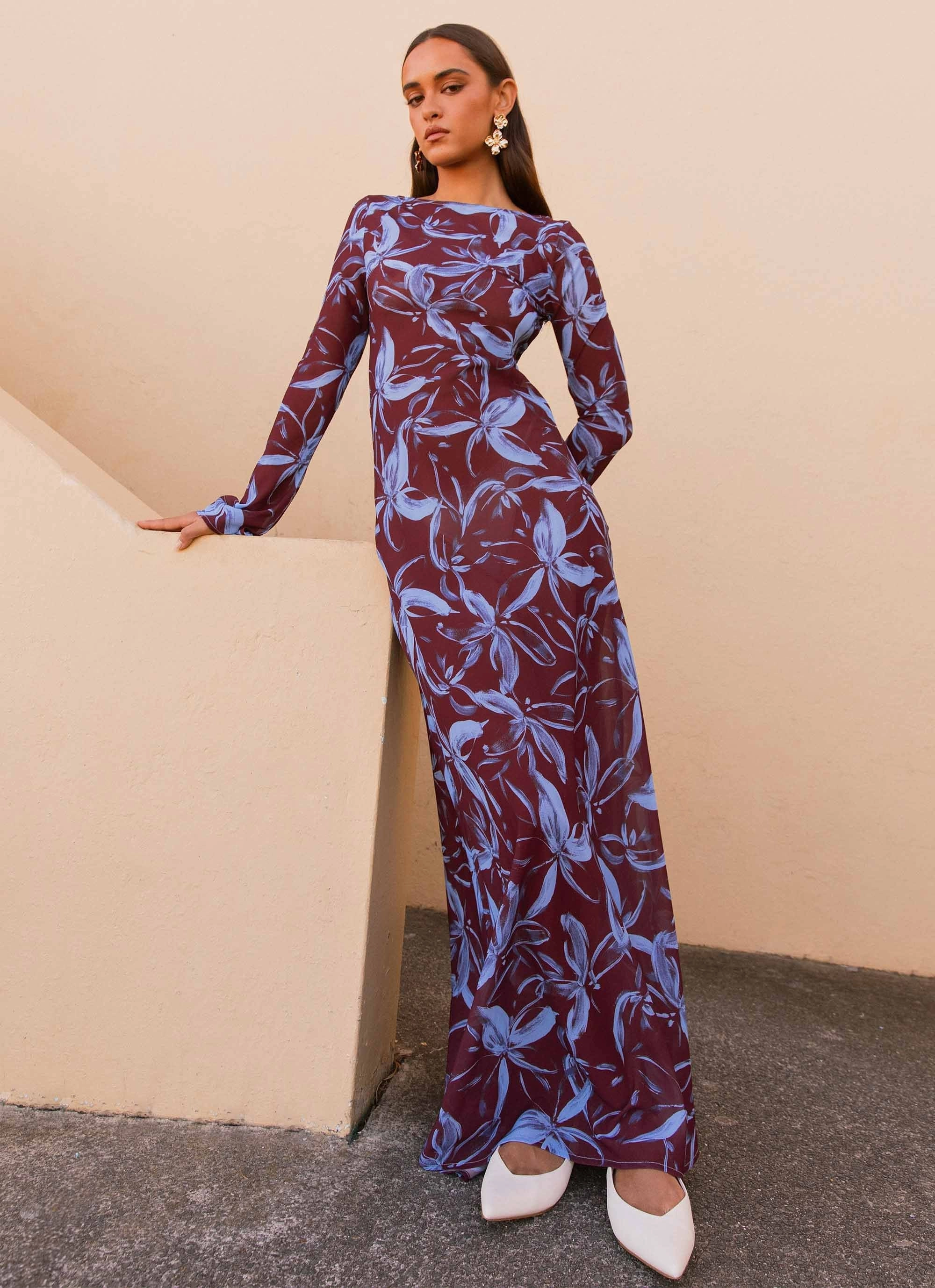 Lorde Maxi Dress - Brown Purple Floral Seasonal Essential