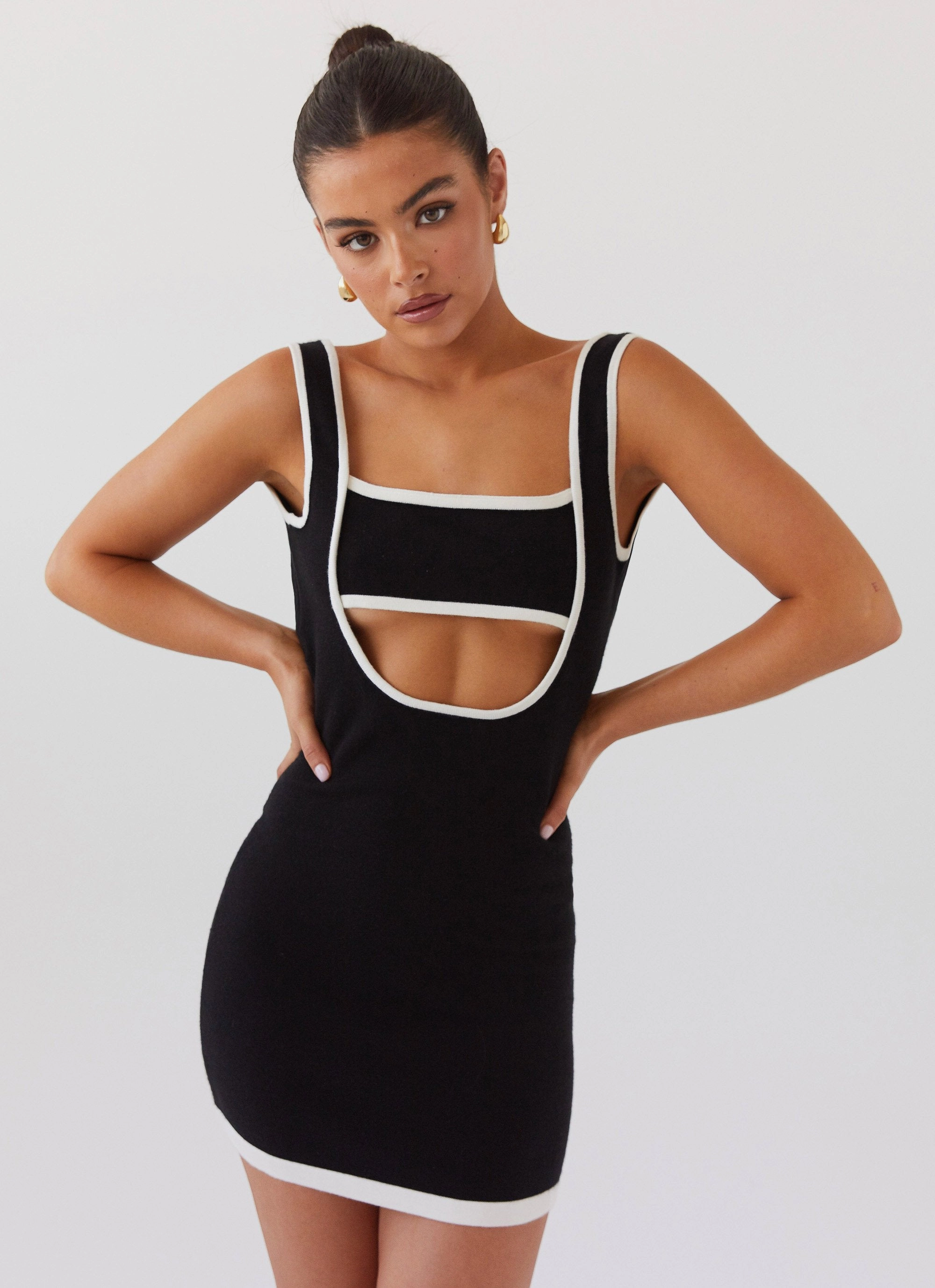 Vacation Vibe Lost In Paris Knit Mini Dress - Black