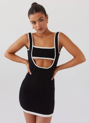 Vacation Vibe Lost In Paris Knit Mini Dress - Black