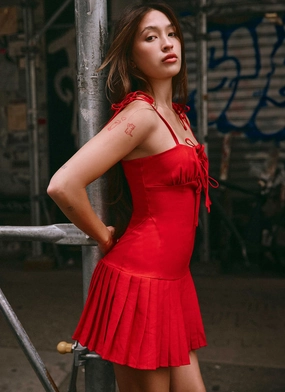 Love Seeker Corset Mini Dress - Red Smart Lines Tie-dye