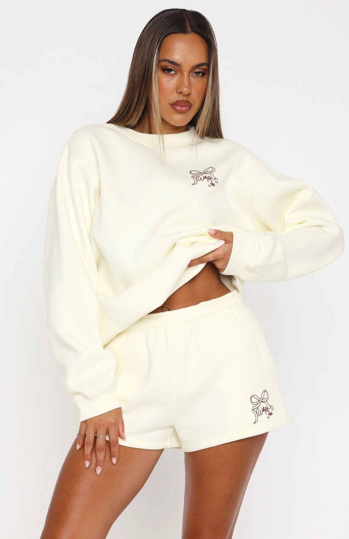 Warm Weather Style Love You Forever Lounge Shorts Cream