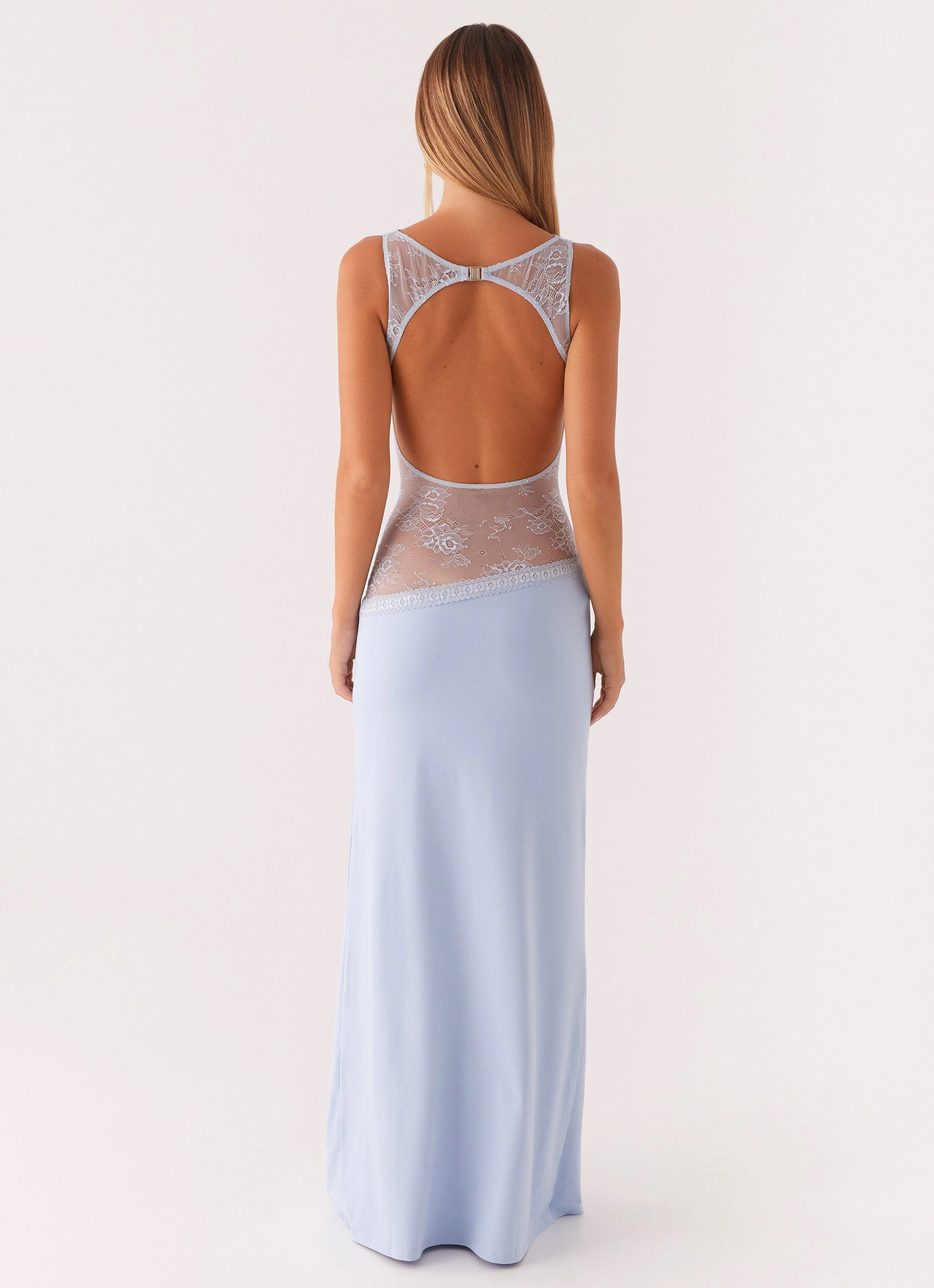 Lucinda Maxi Dress - Blue Sleeveless Smooth Layers