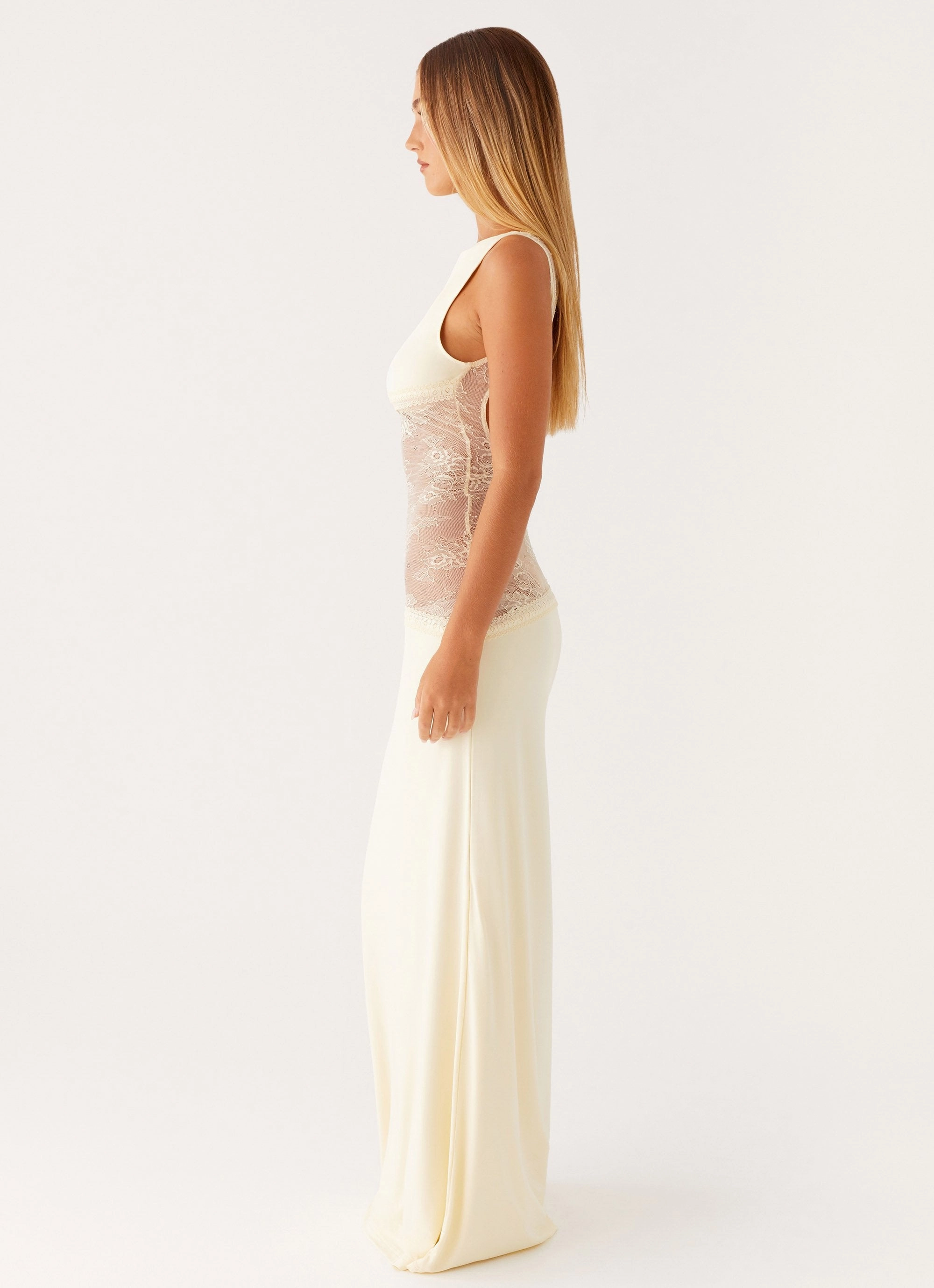 Lucinda Maxi Dress - Yellow Satin-Edge