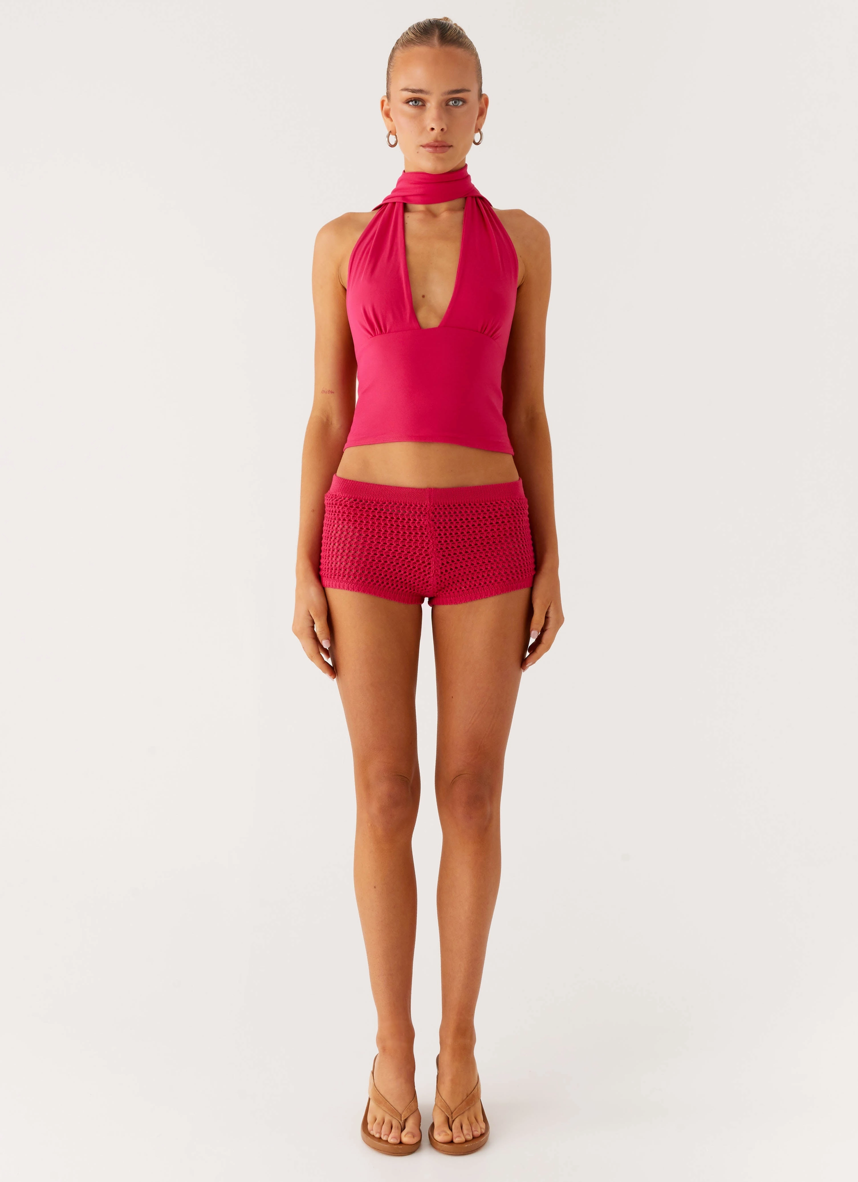 Flexible Comfort Wear Lukella Crochet Mini Short - Hot Pink