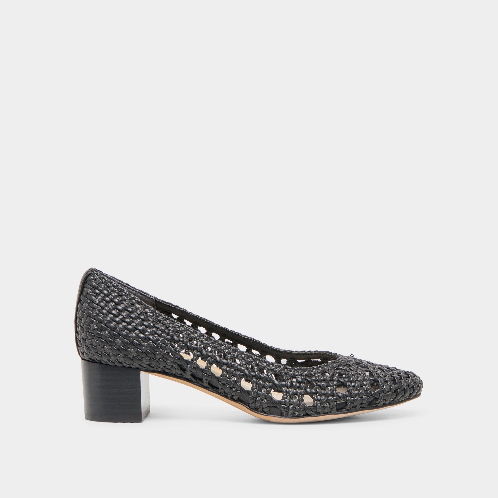 LULA HEELS BLACK WOVEN RAFFIA Comfort Straps