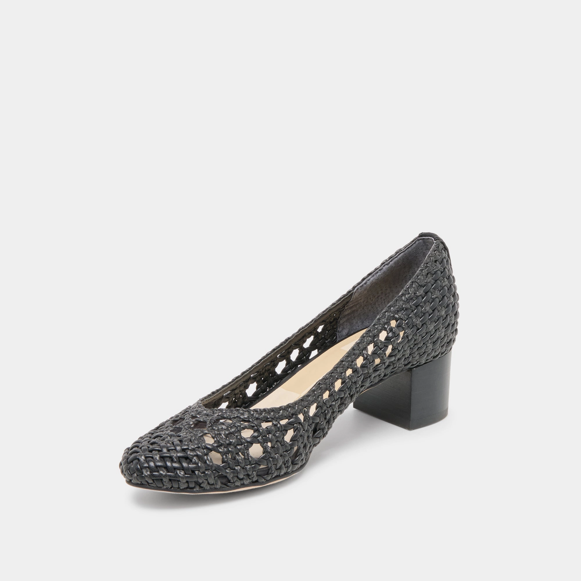 Stylish Straps Bespoke Fit LULA HEELS BLACK WOVEN RAFFIA